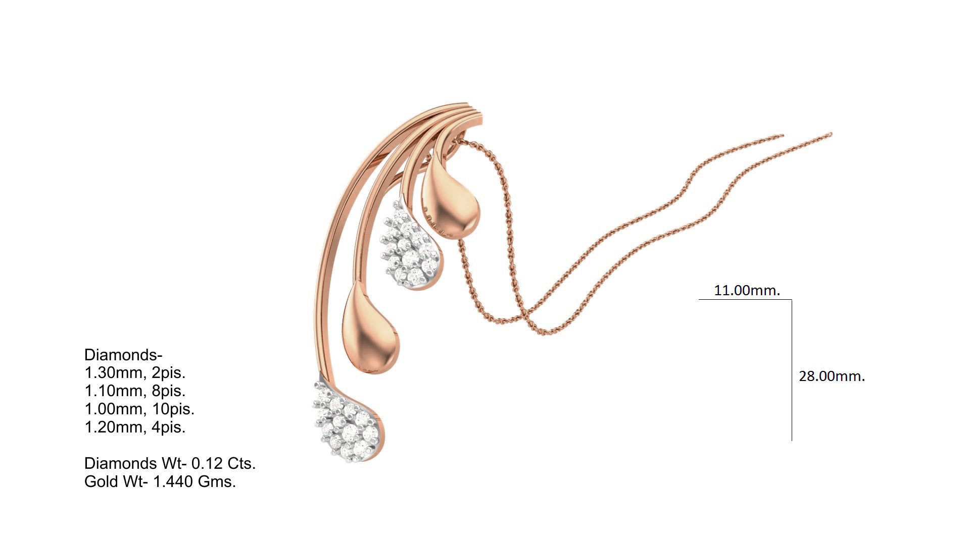 Classy Diamond Pendant Earrings Set renders 3dm stl obj 3mf  3D print model_4