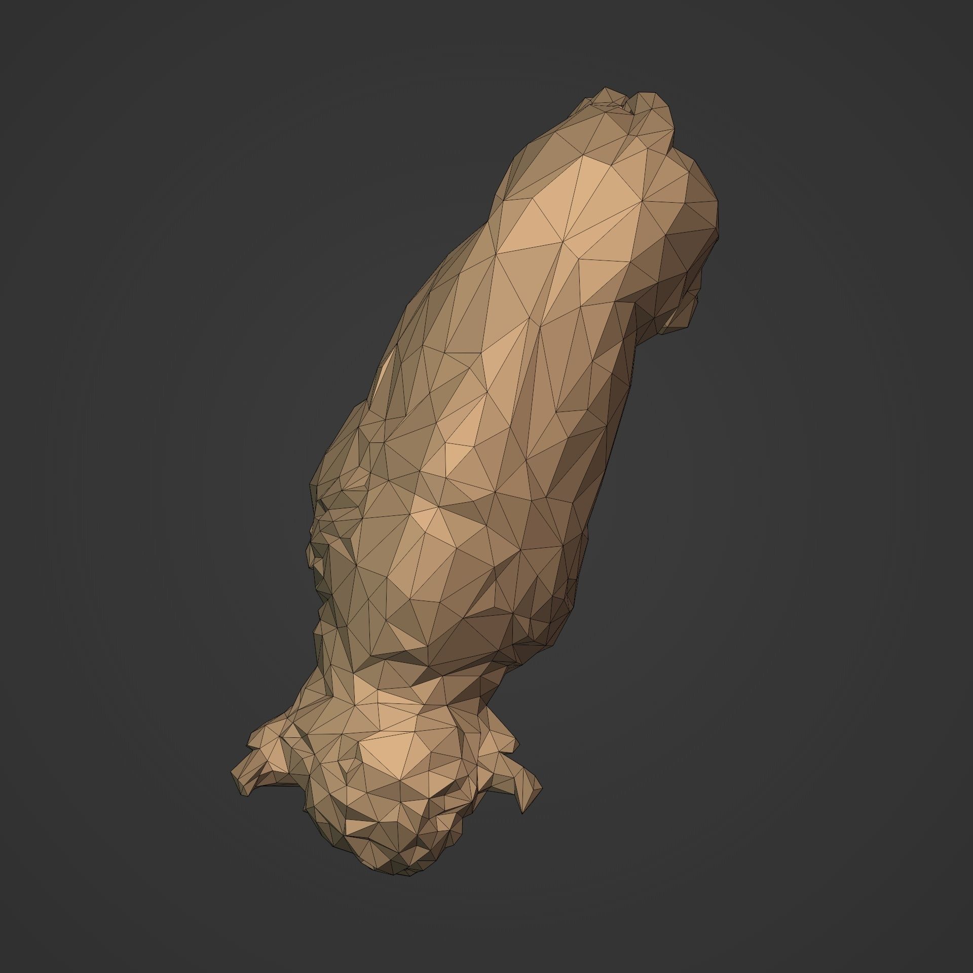 Polygonal Bison Statue 3D print model_10