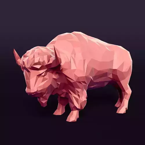 Polygonal Bison Statue