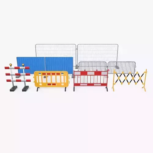 Construction site barrier pack V1 Low-poly 3D model