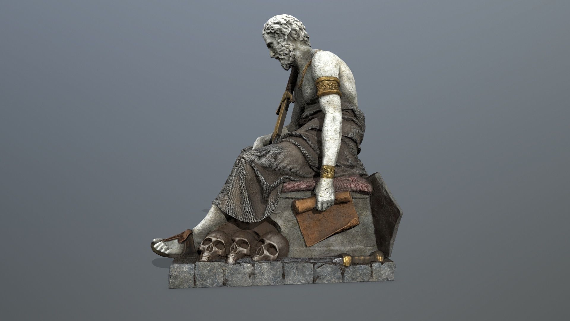 man statue Low-poly 3D model_3