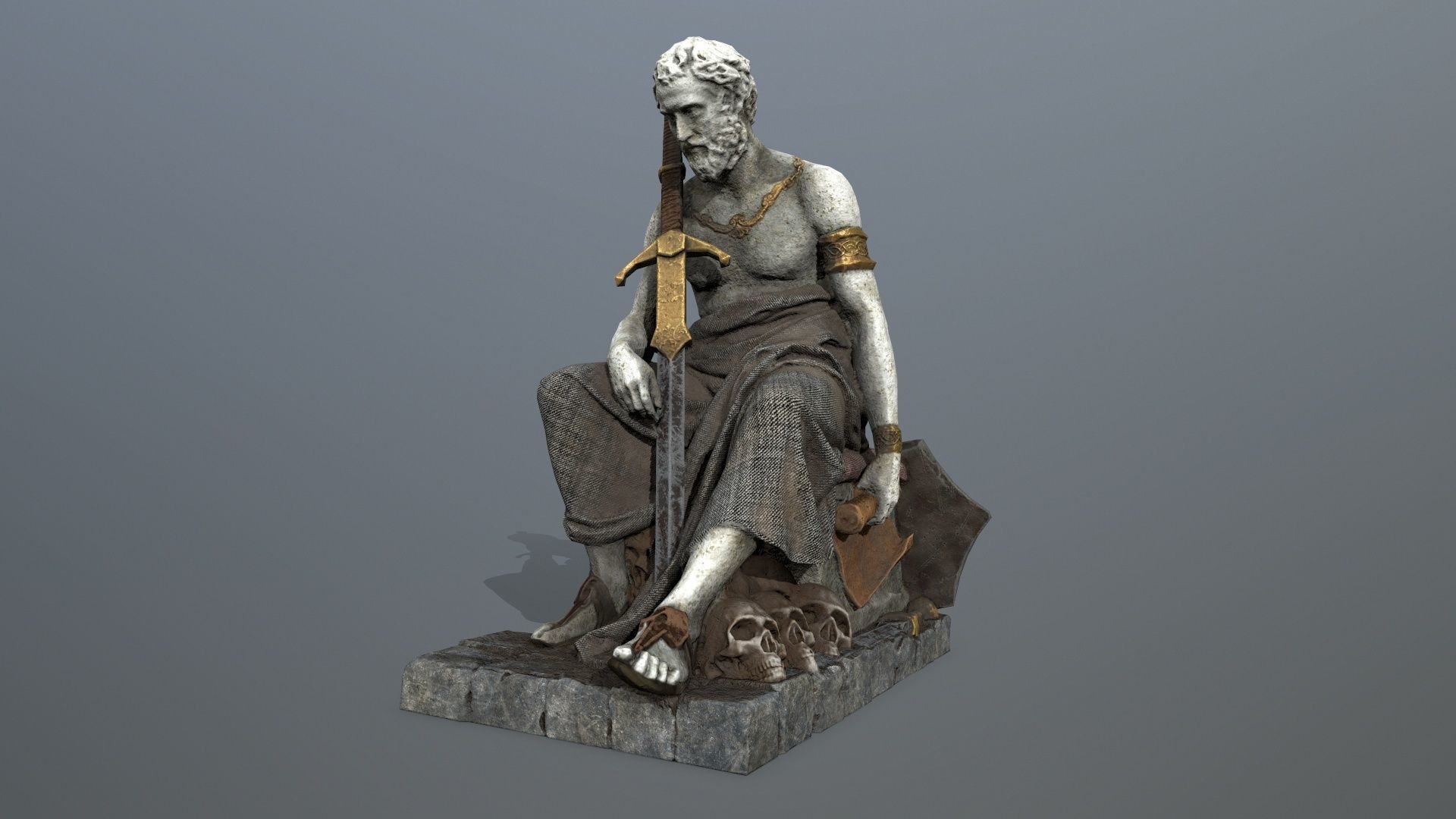 man statue Low-poly 3D model_2