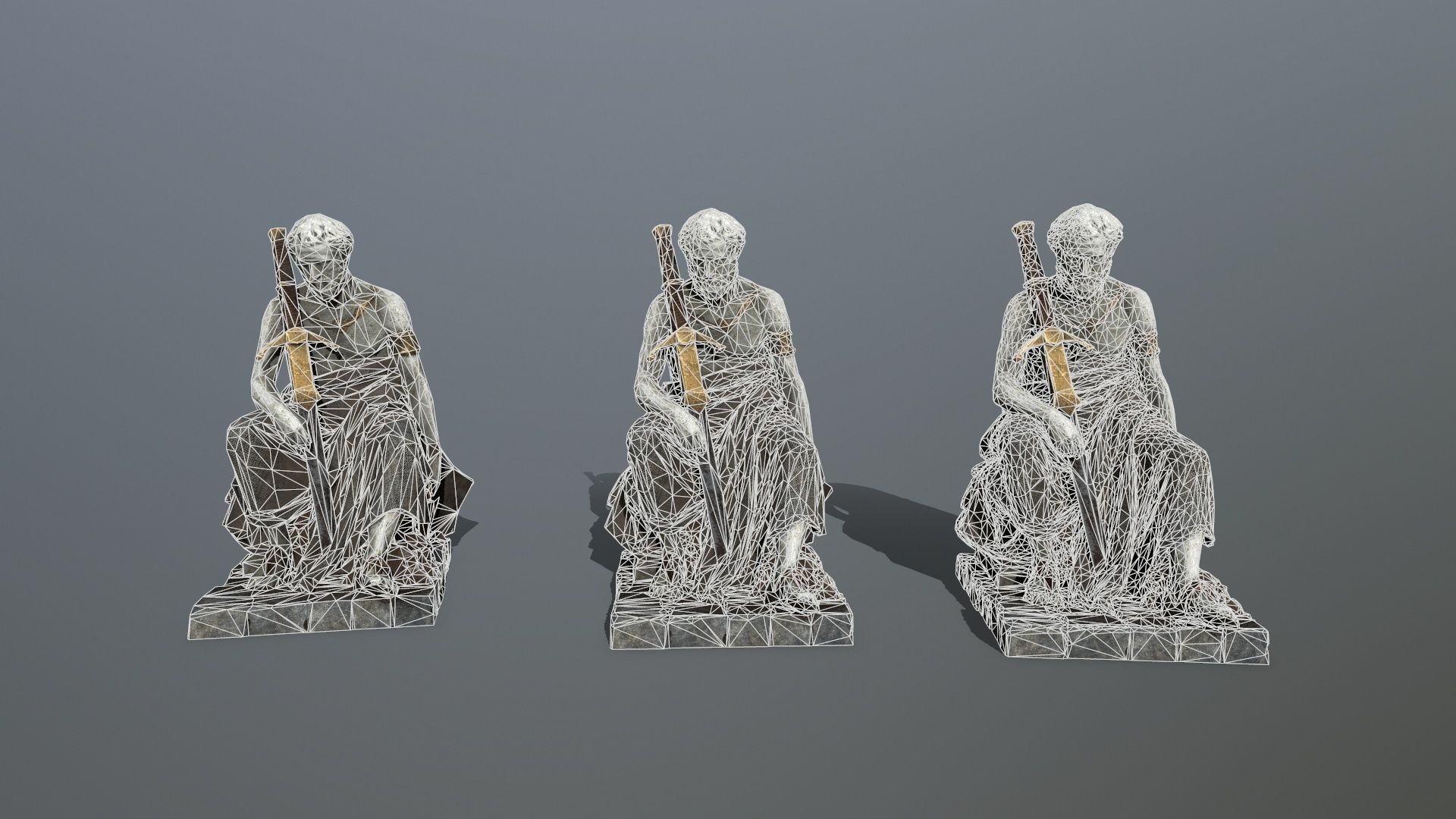 man statue Low-poly 3D model_12