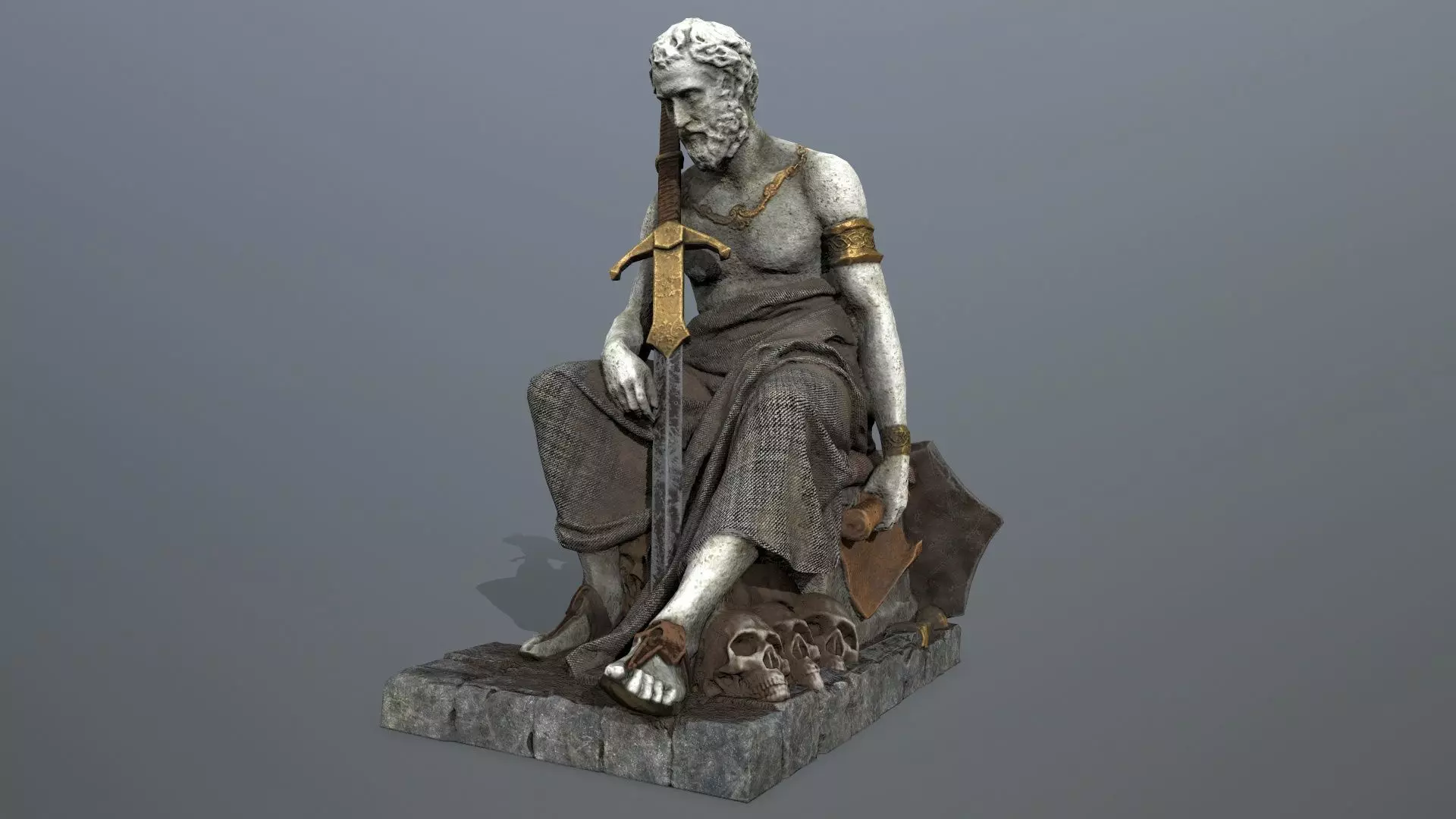 man statue Low-poly 3D model_0