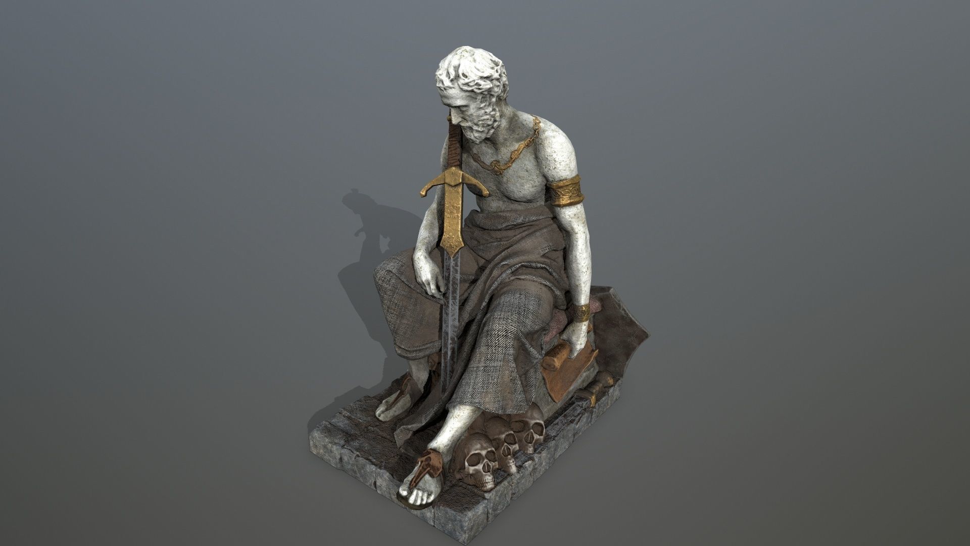 man statue Low-poly 3D model_10