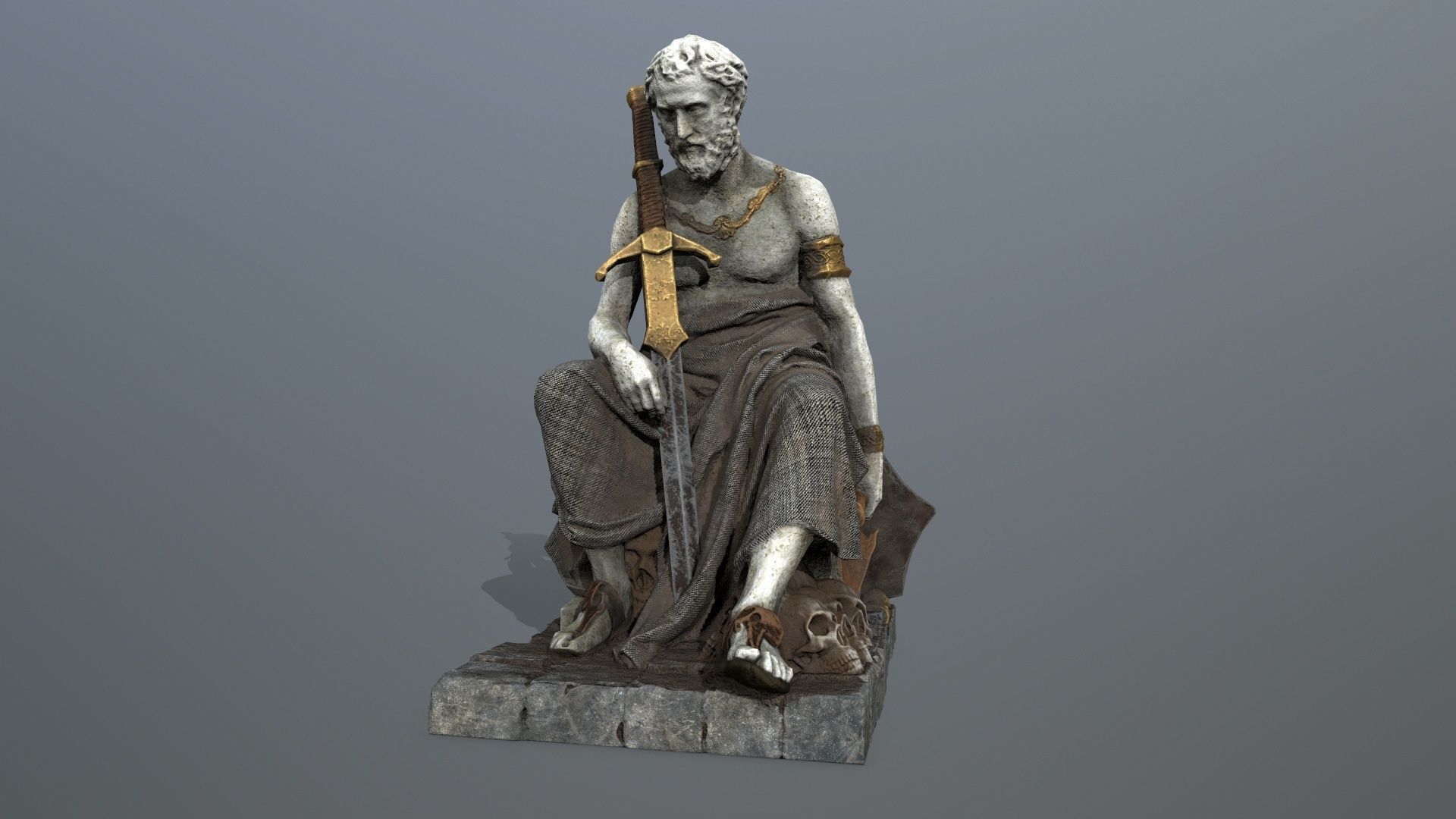 man statue Low-poly 3D model_9