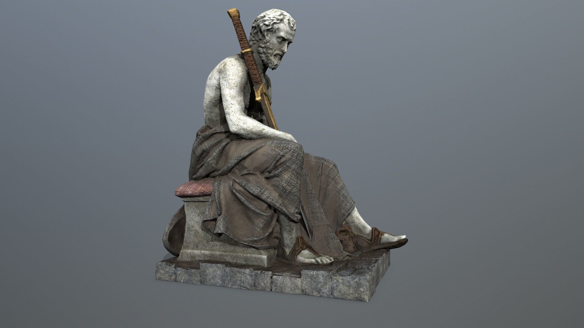 man statue Low-poly 3D model_7