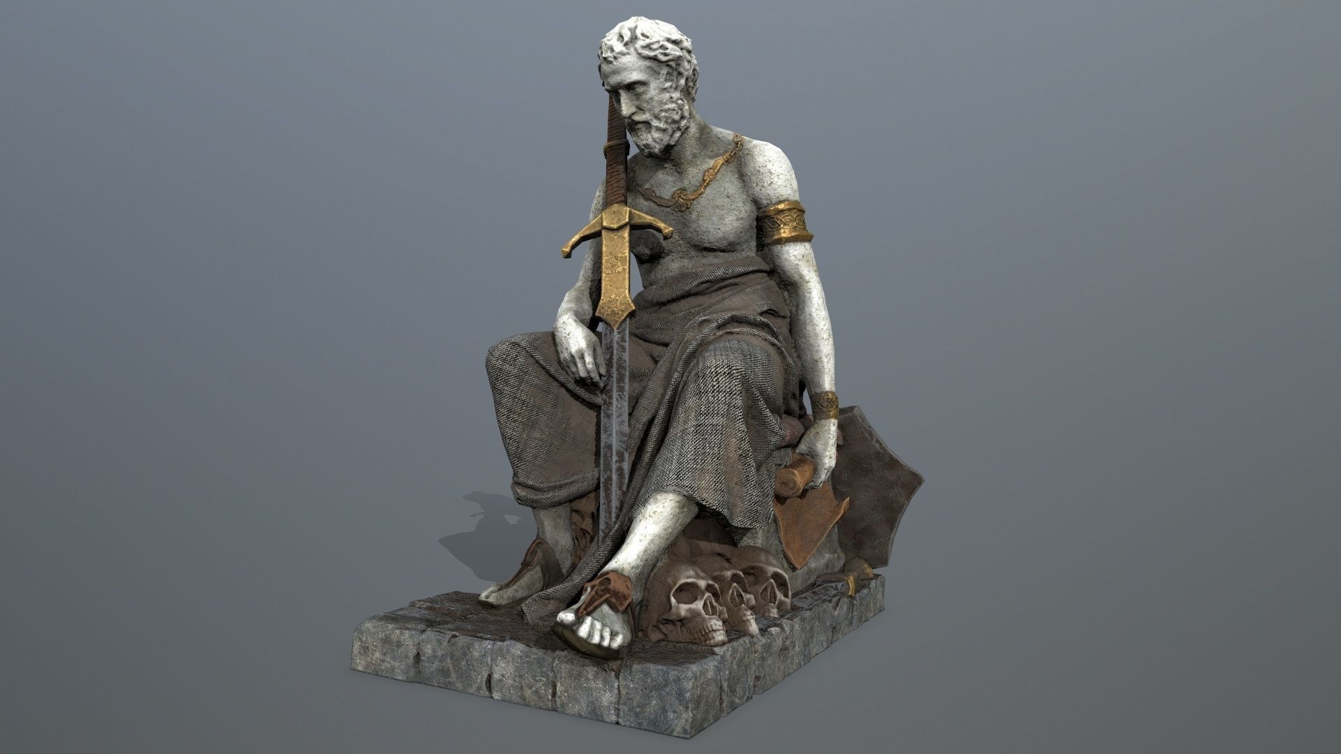 man statue Low-poly 3D model_1