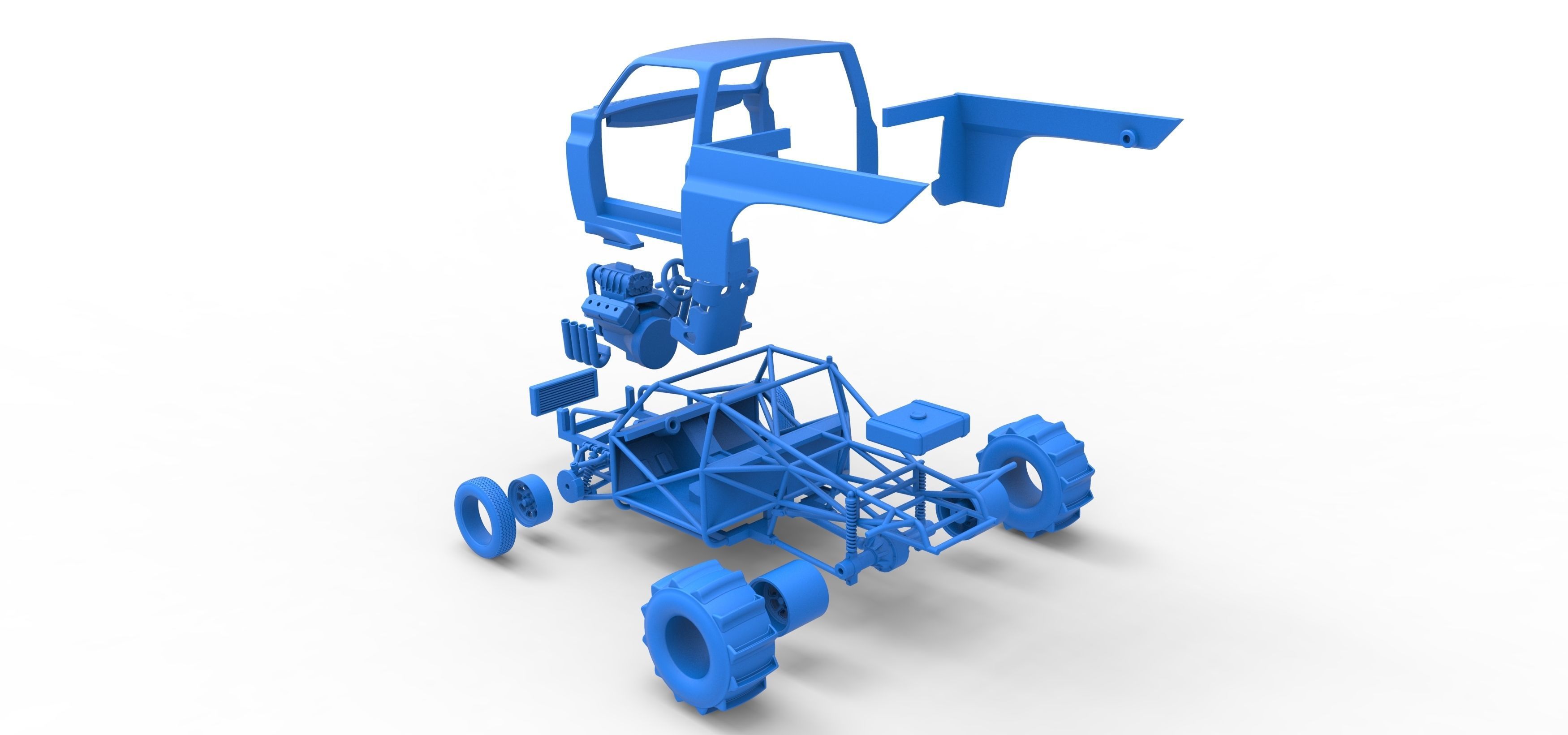 Dirt Dragster truck Scale 1 to 25 3D print model_39