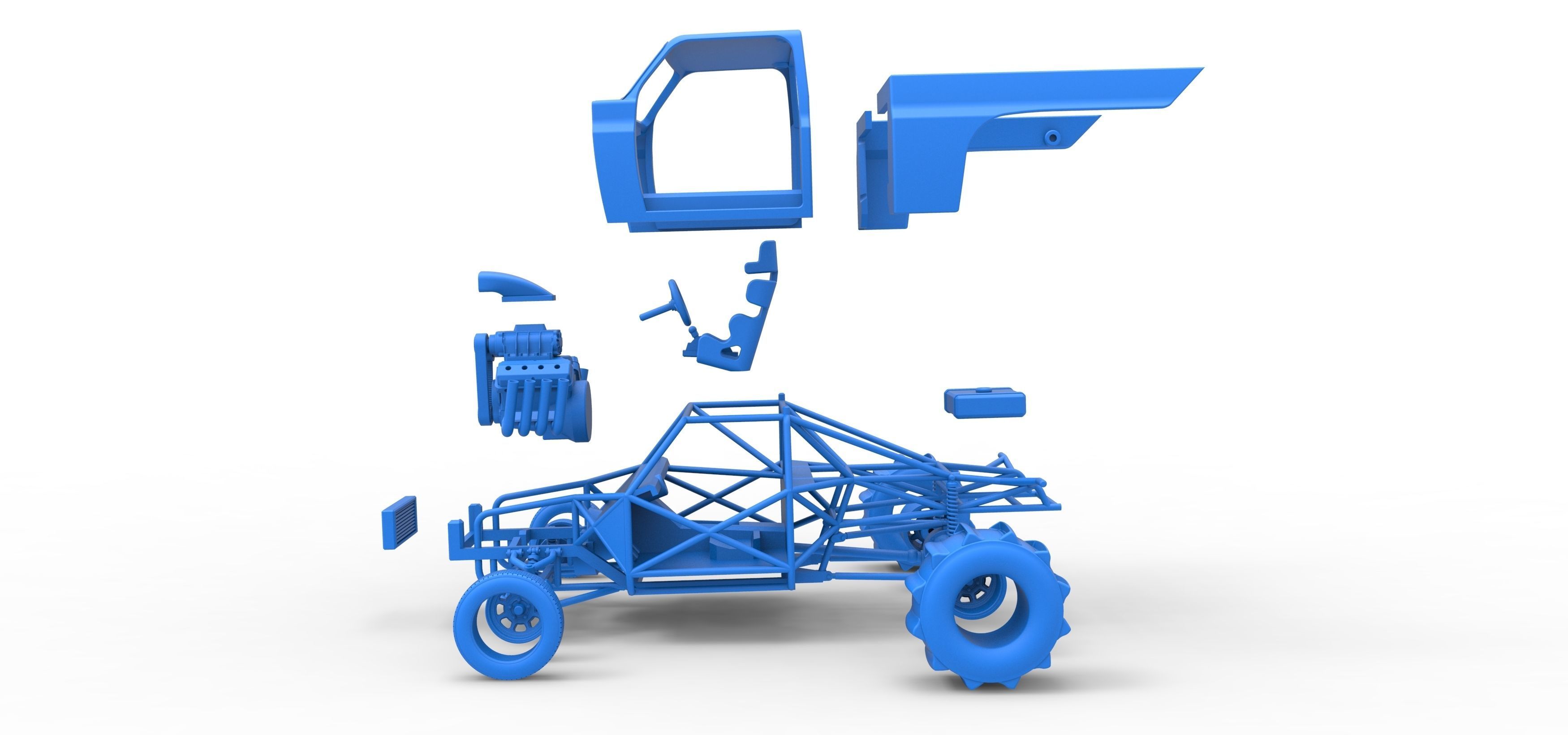 Dirt Dragster truck Scale 1 to 25 3D print model_37