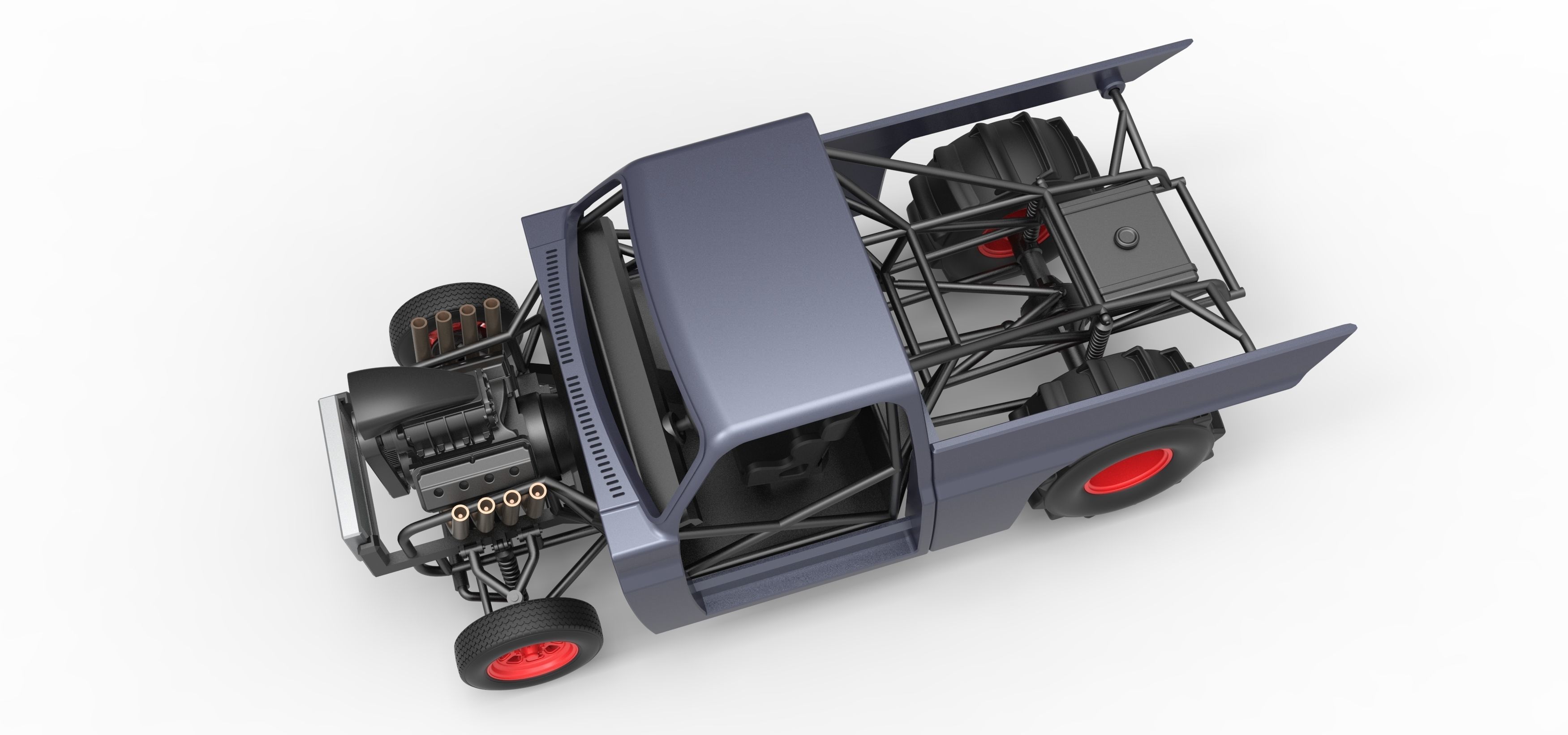 Dirt Dragster truck Scale 1 to 25 3D print model_4