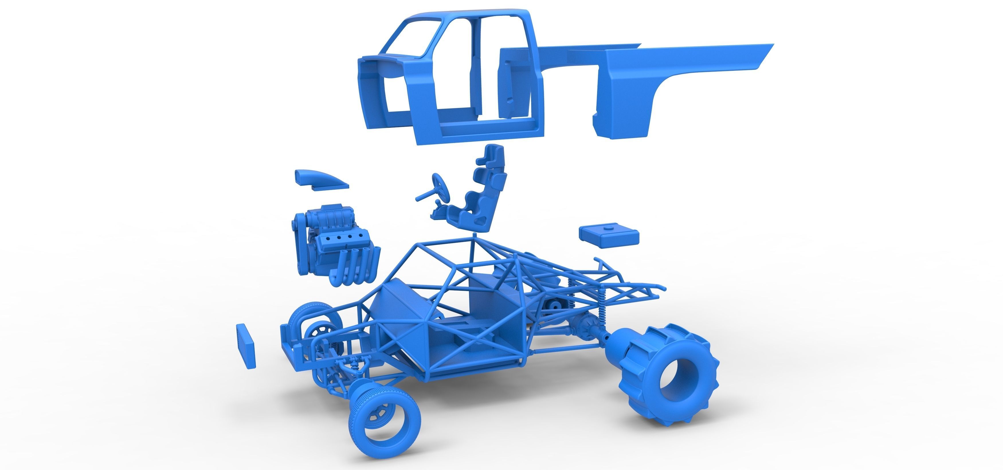 Dirt Dragster truck Scale 1 to 25 3D print model_33