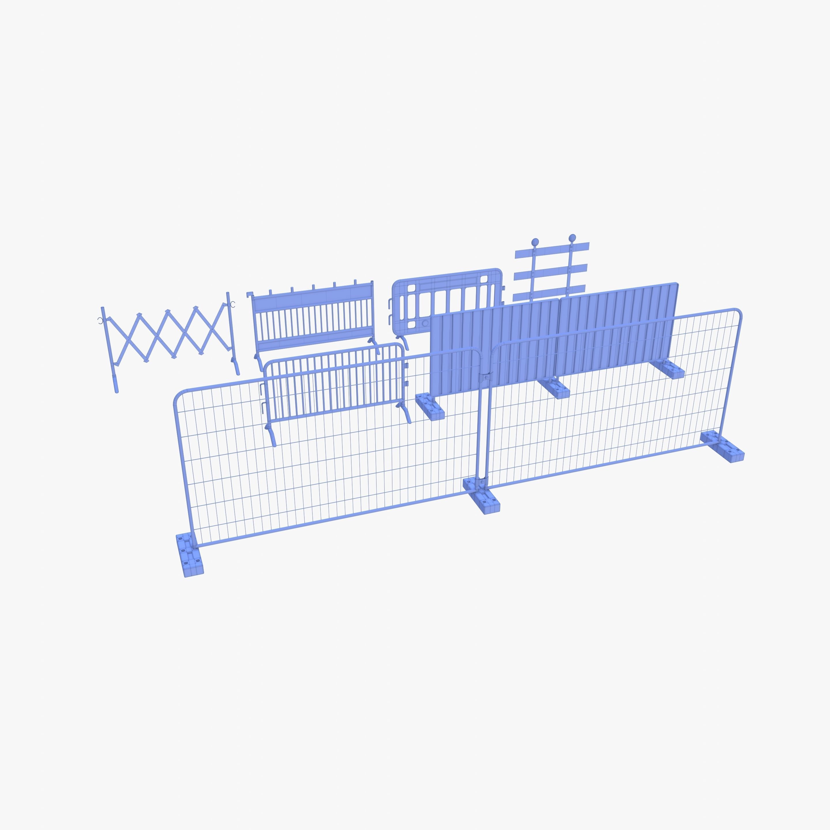 Construction site barrier pack V1 weathered Low-poly 3D model_20