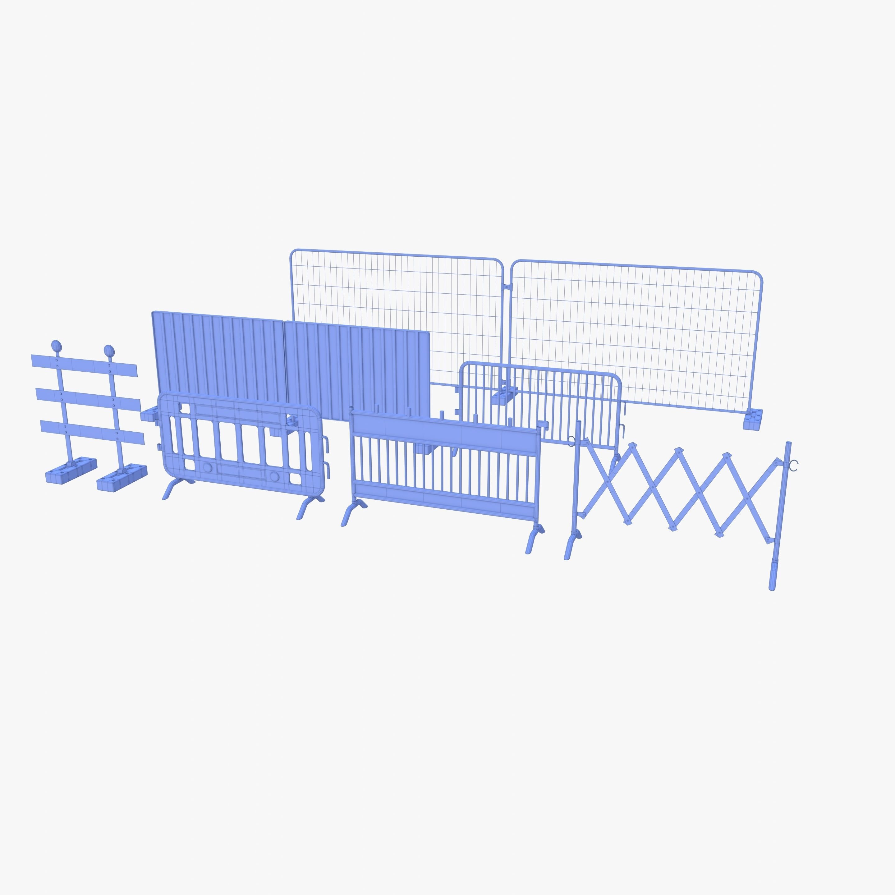 Construction site barrier pack V1 weathered Low-poly 3D model_13