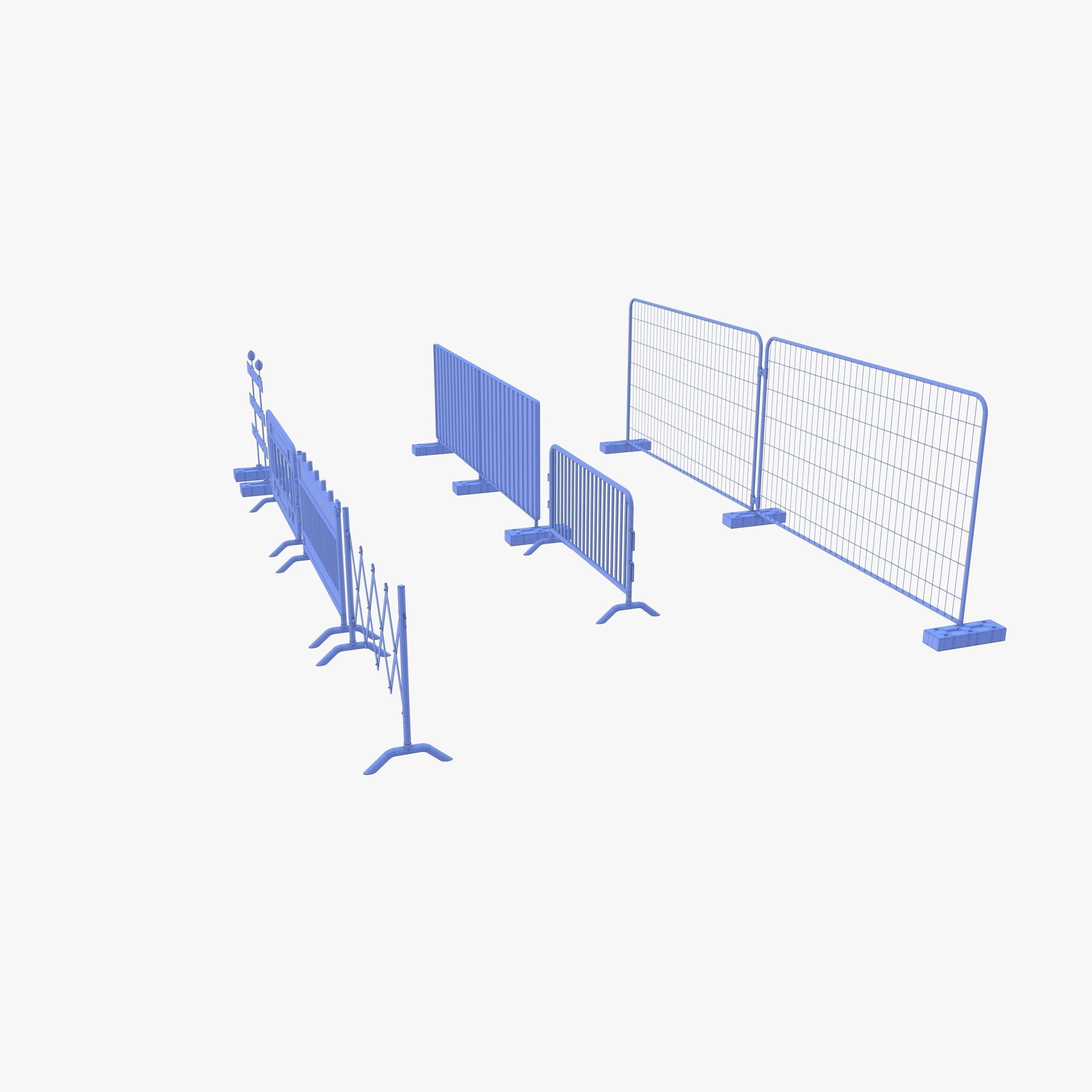 Construction site barrier pack V1 weathered Low-poly 3D model_14