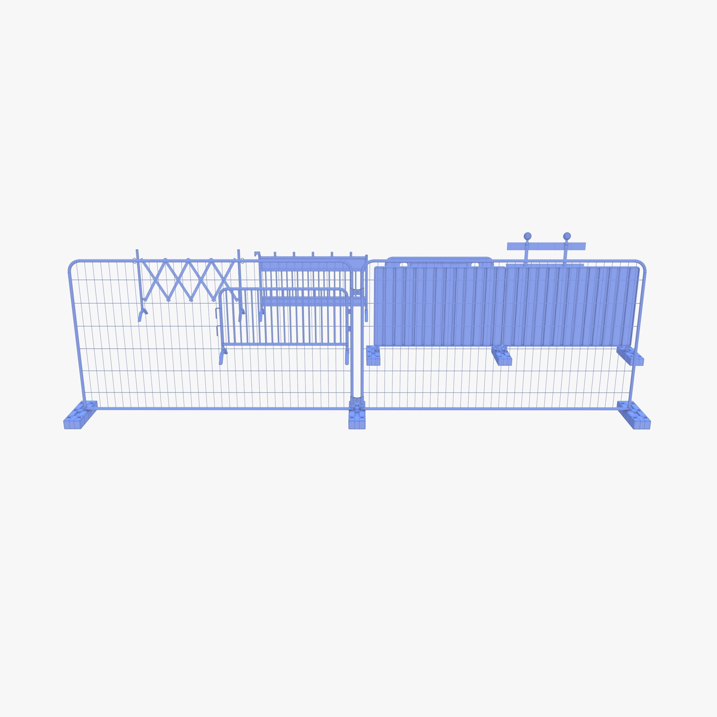 Construction site barrier pack V1 weathered Low-poly 3D model_15