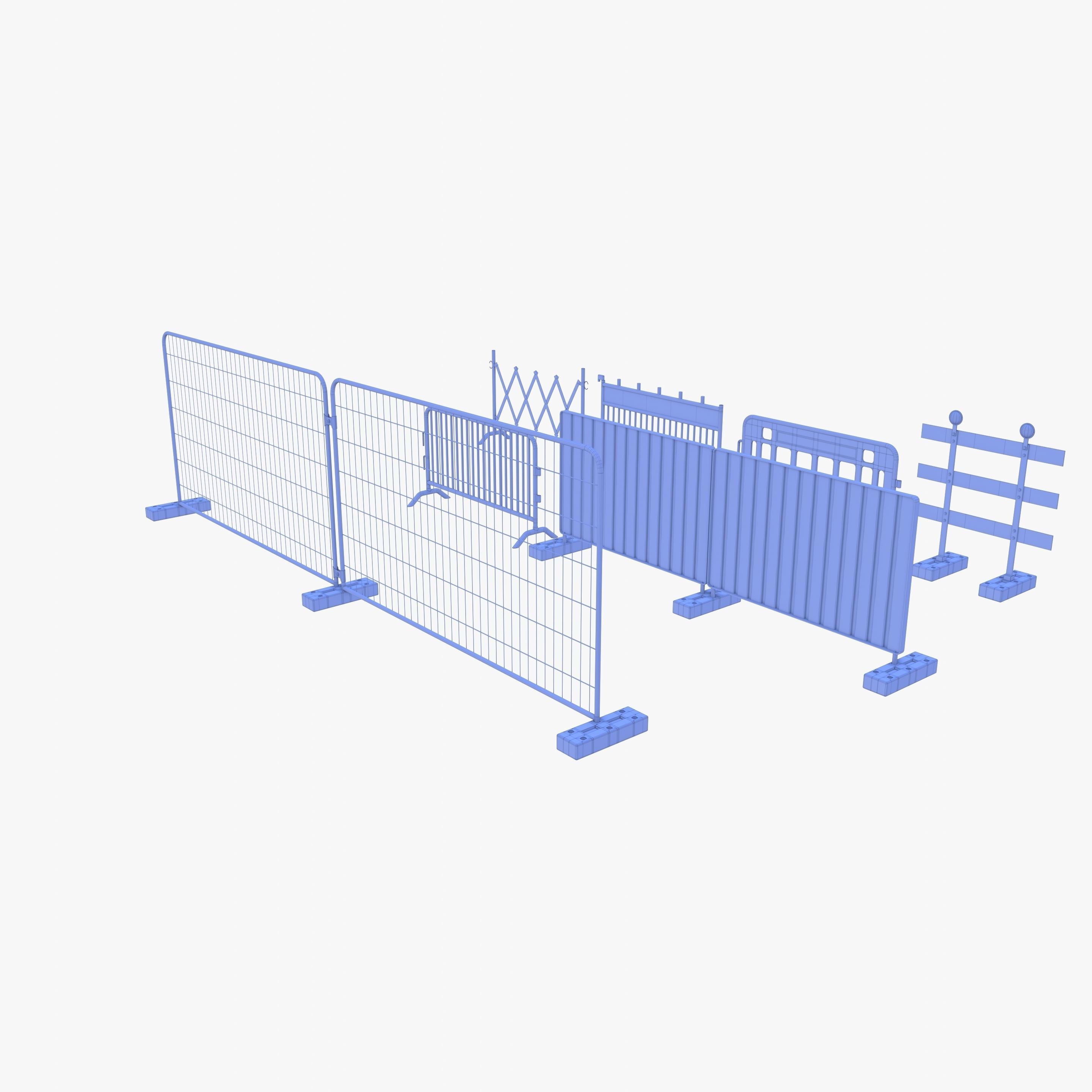 Construction site barrier pack V1 weathered Low-poly 3D model_17