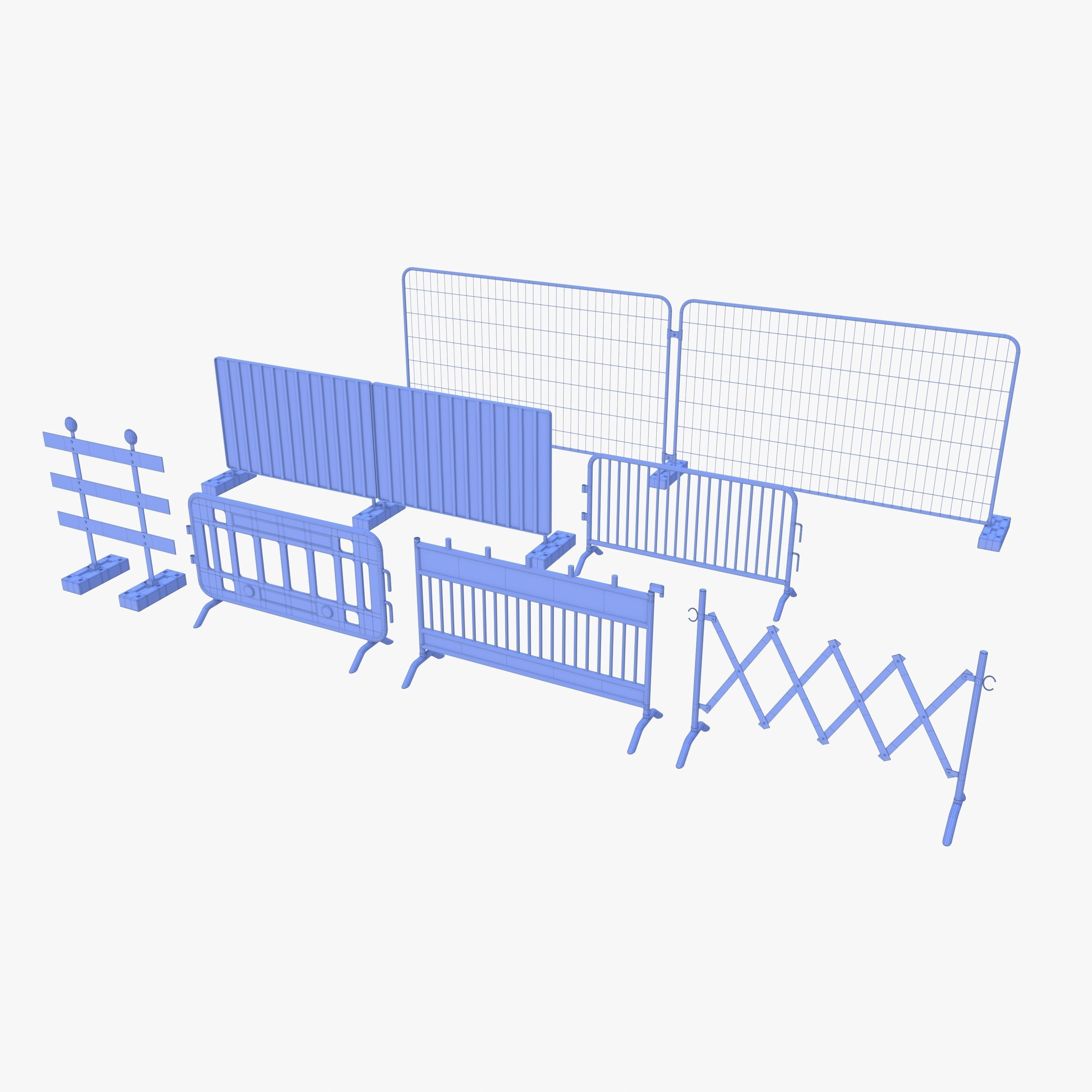 Construction site barrier pack V1 weathered Low-poly 3D model_23
