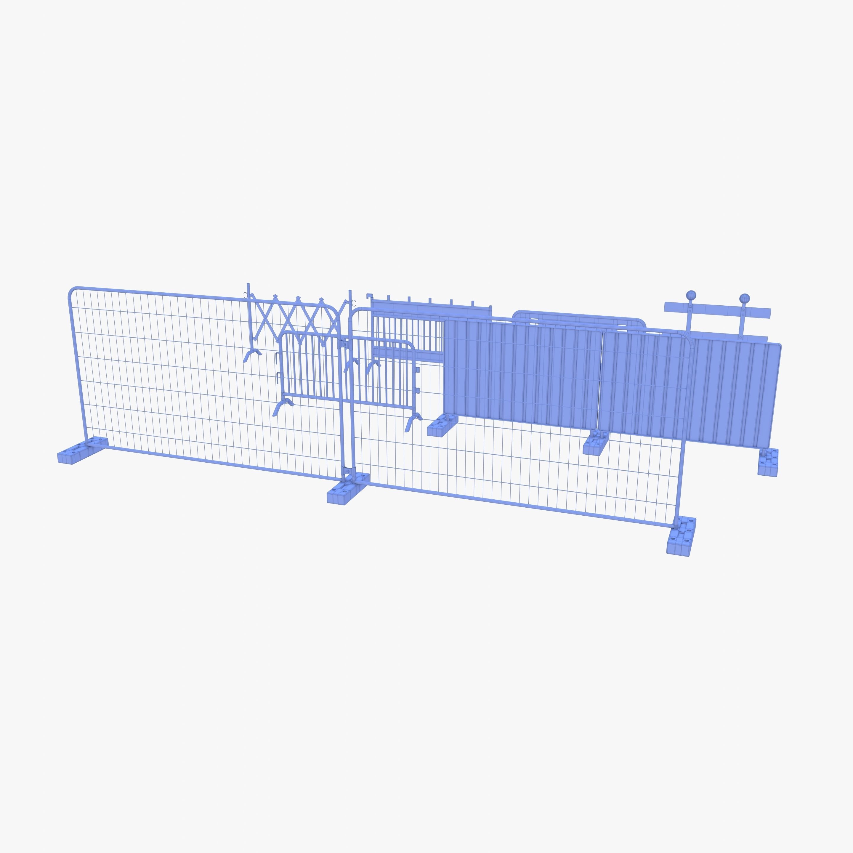 Construction site barrier pack V1 weathered Low-poly 3D model_16