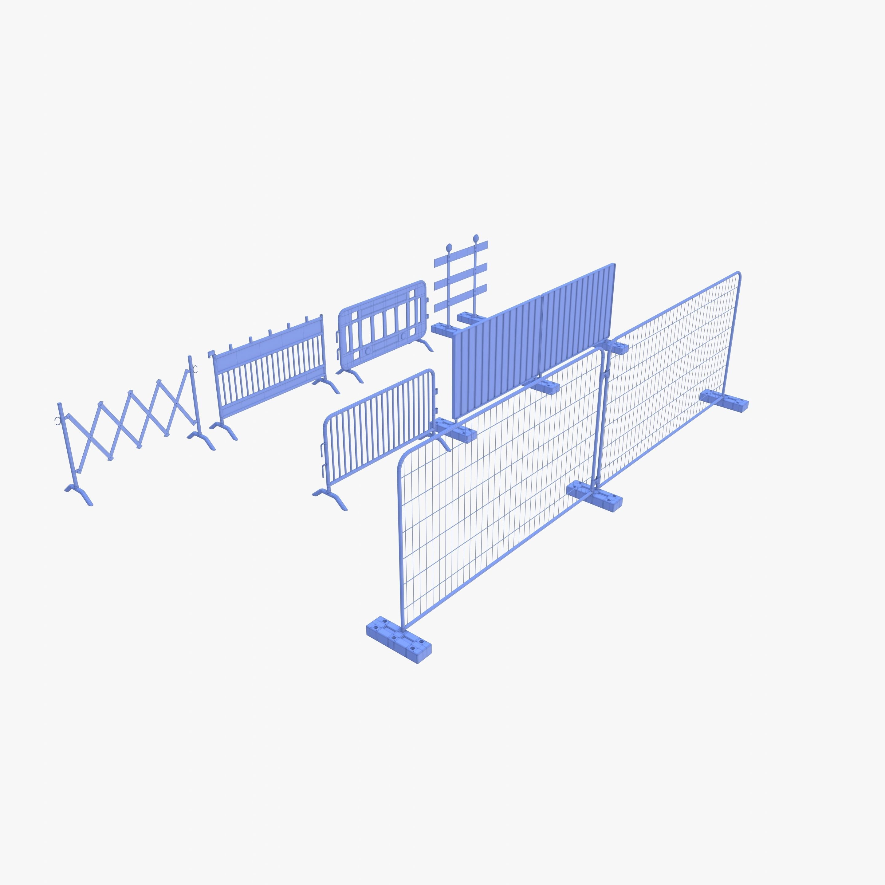 Construction site barrier pack V1 weathered Low-poly 3D model_19