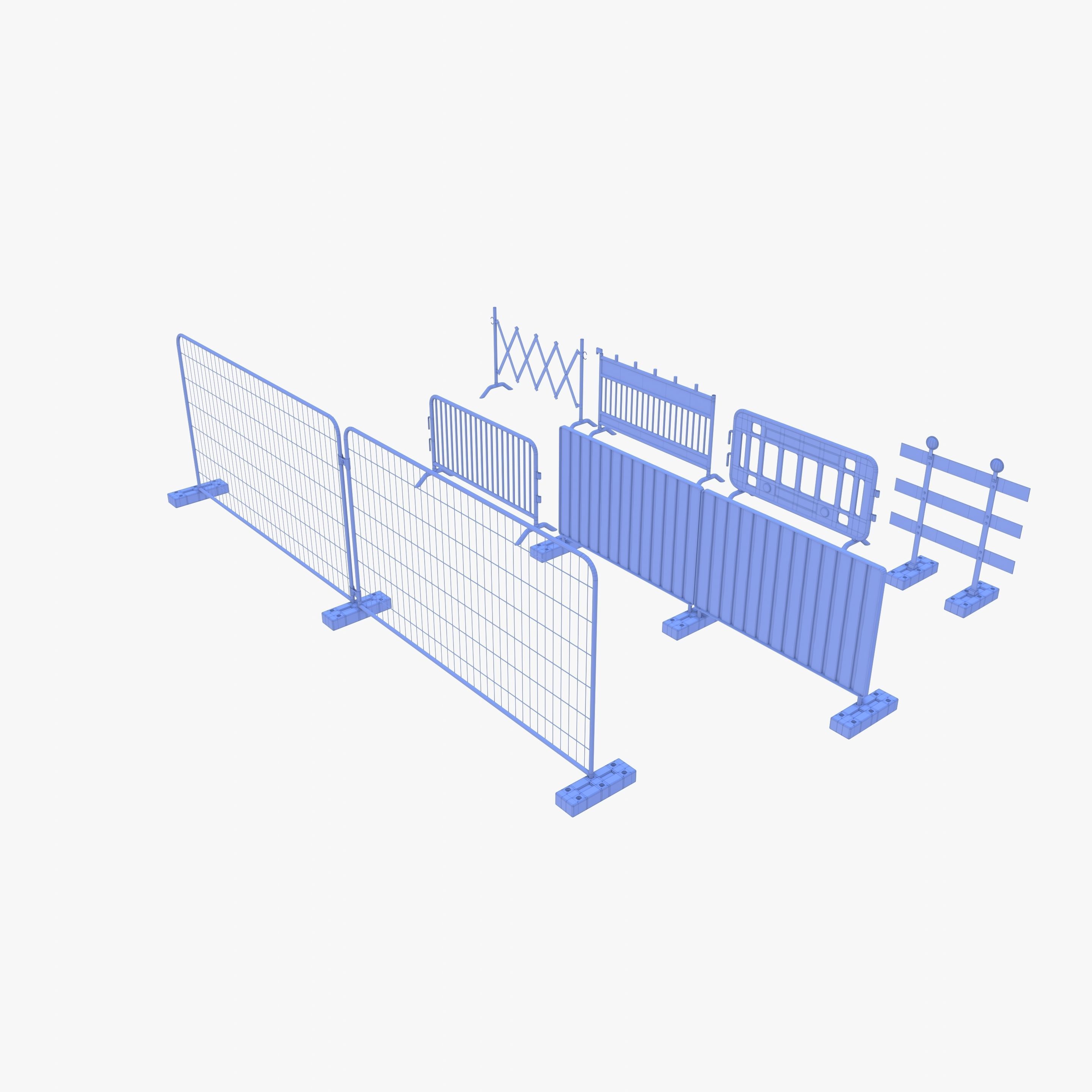 Construction site barrier pack V1 weathered Low-poly 3D model_21