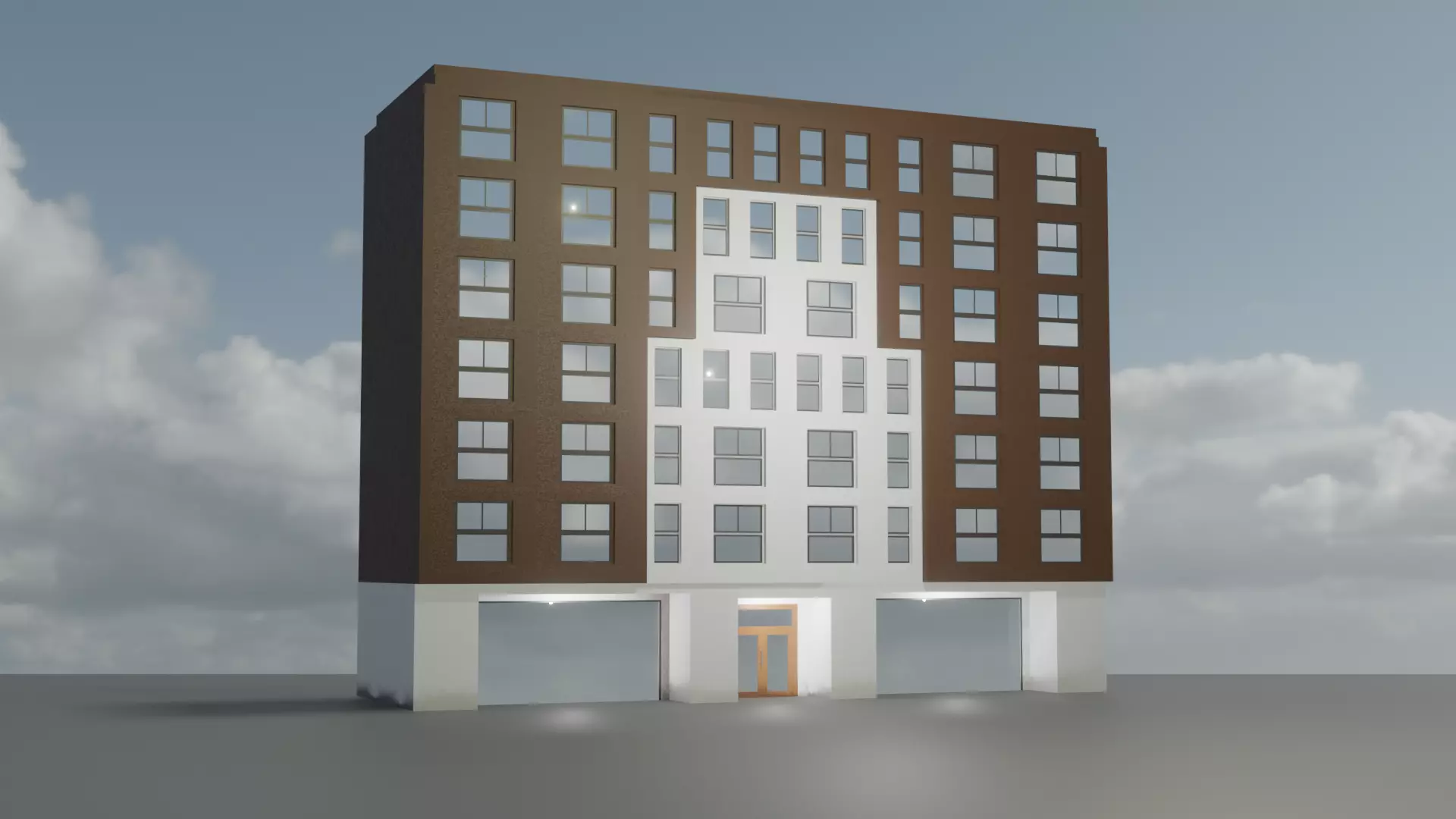 Modern Building Low-poly 3D model_0