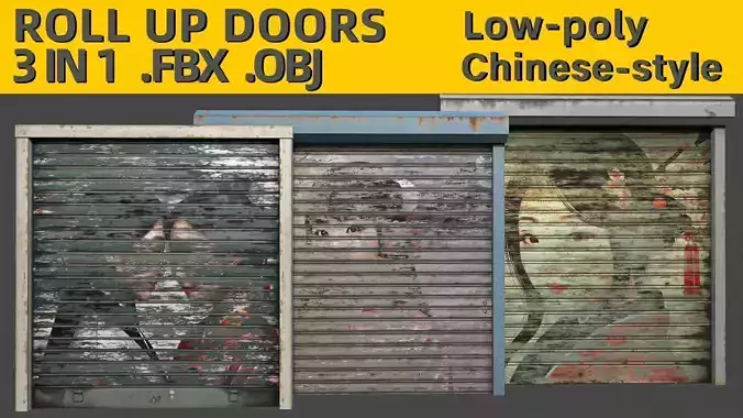 Roll up doors Chinese-style Low-poly