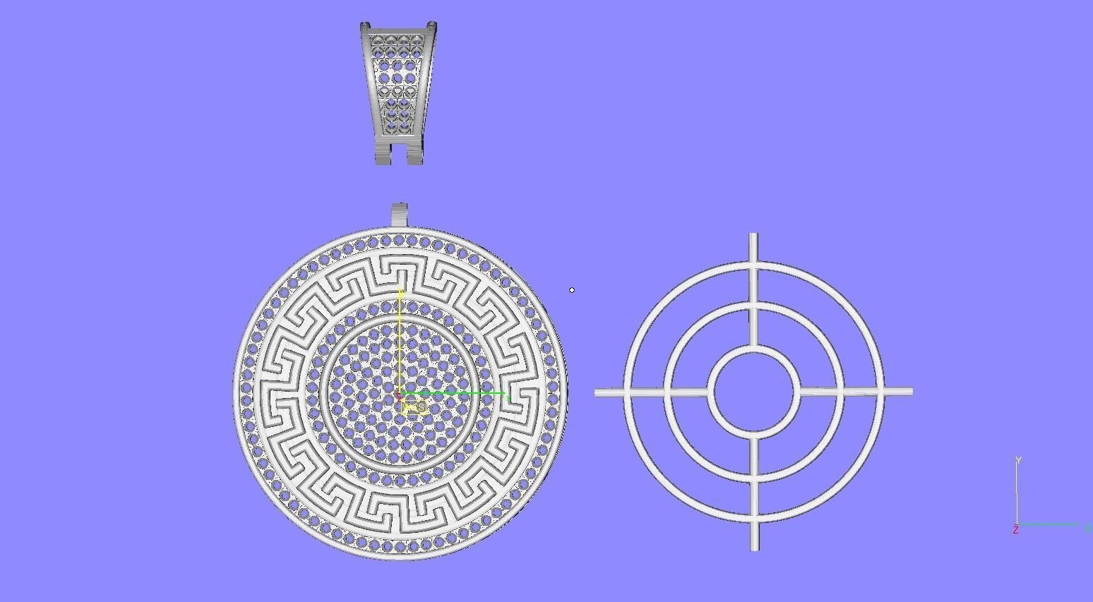 Greek Key Medusa Medallion Diamond Pendant 3D print model_13