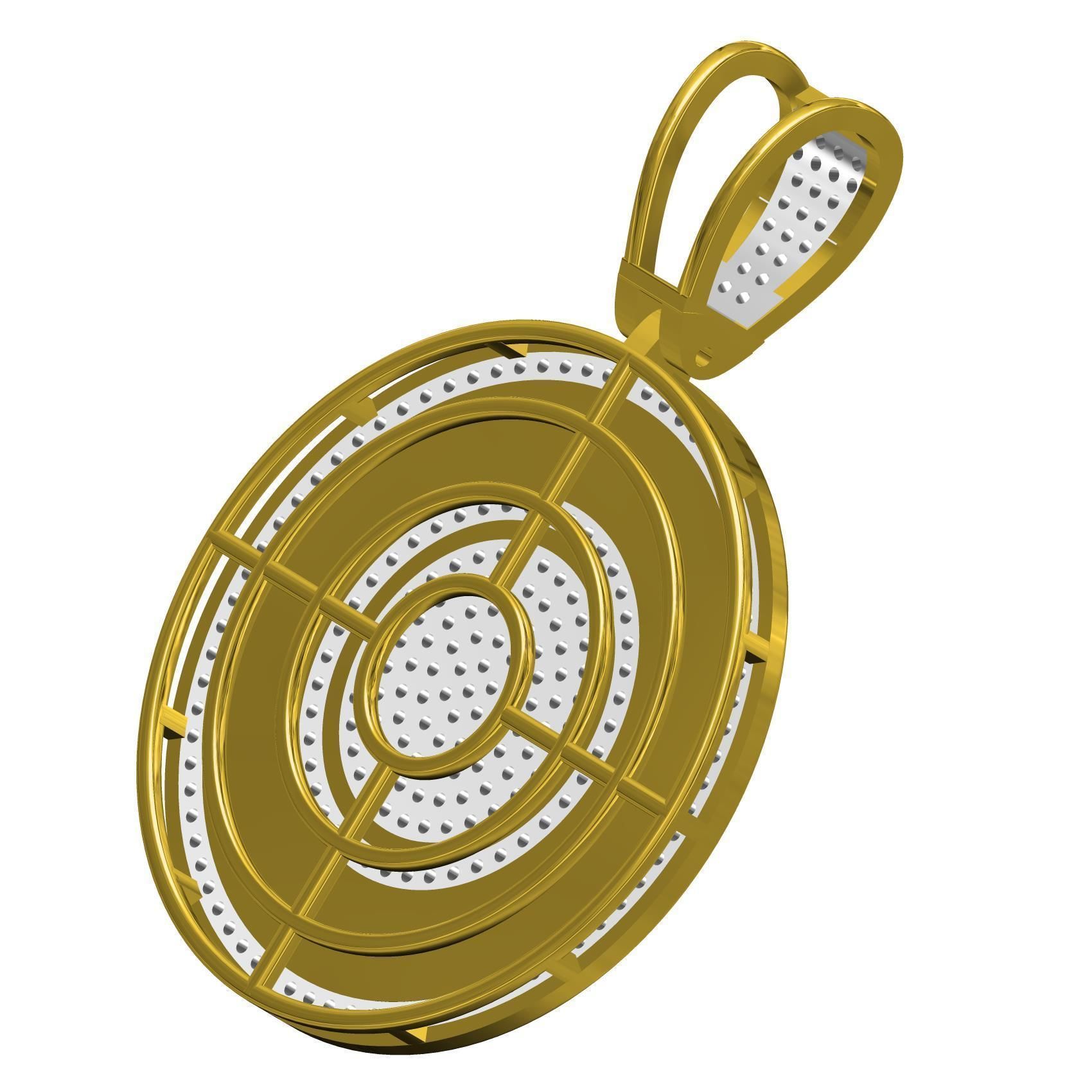 Greek Key Medusa Medallion Diamond Pendant 3D print model_6
