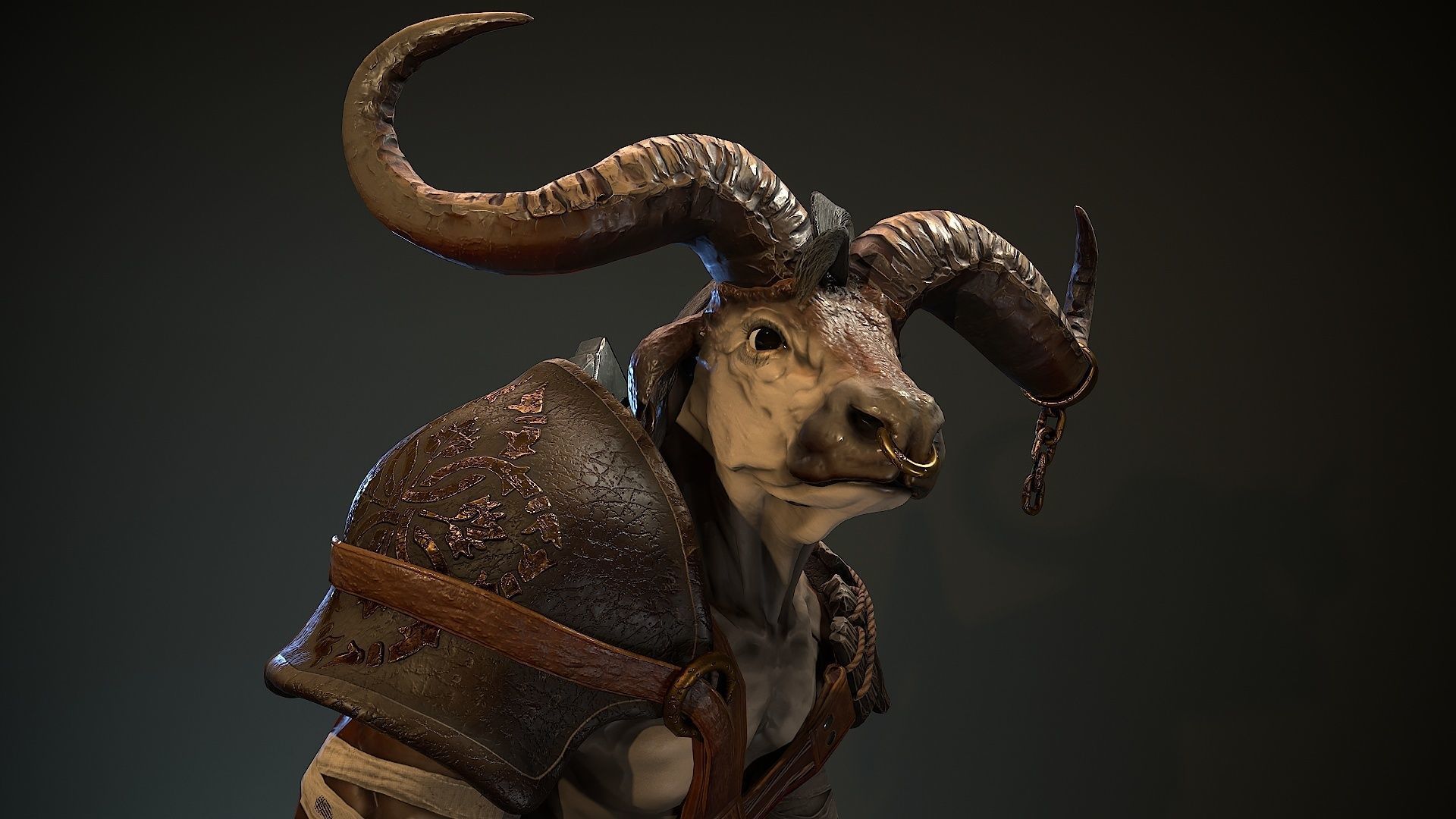Minotaur fantasy Bull Low-poly 3D model_6