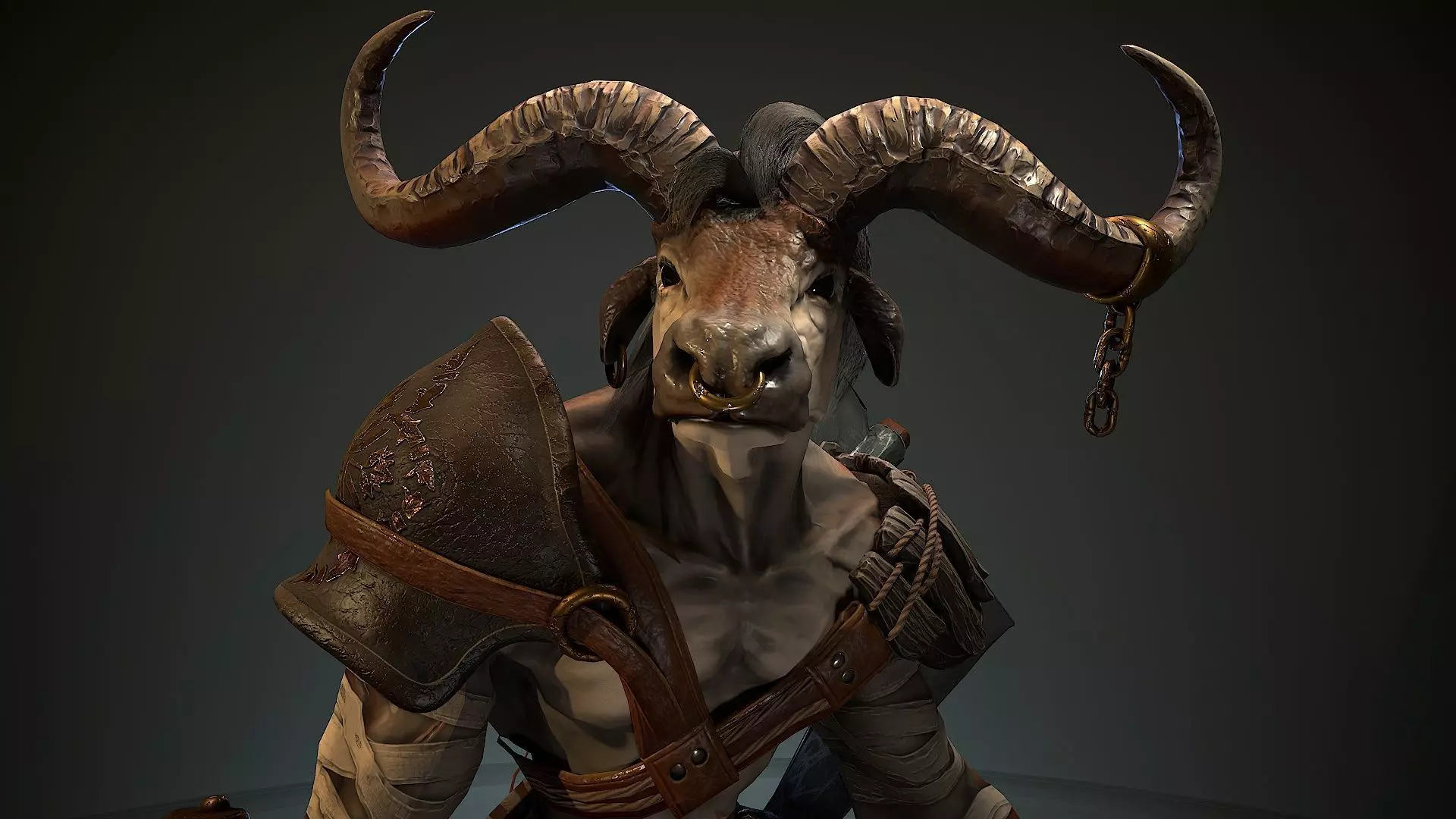 Minotaur fantasy Bull Low-poly 3D model_0