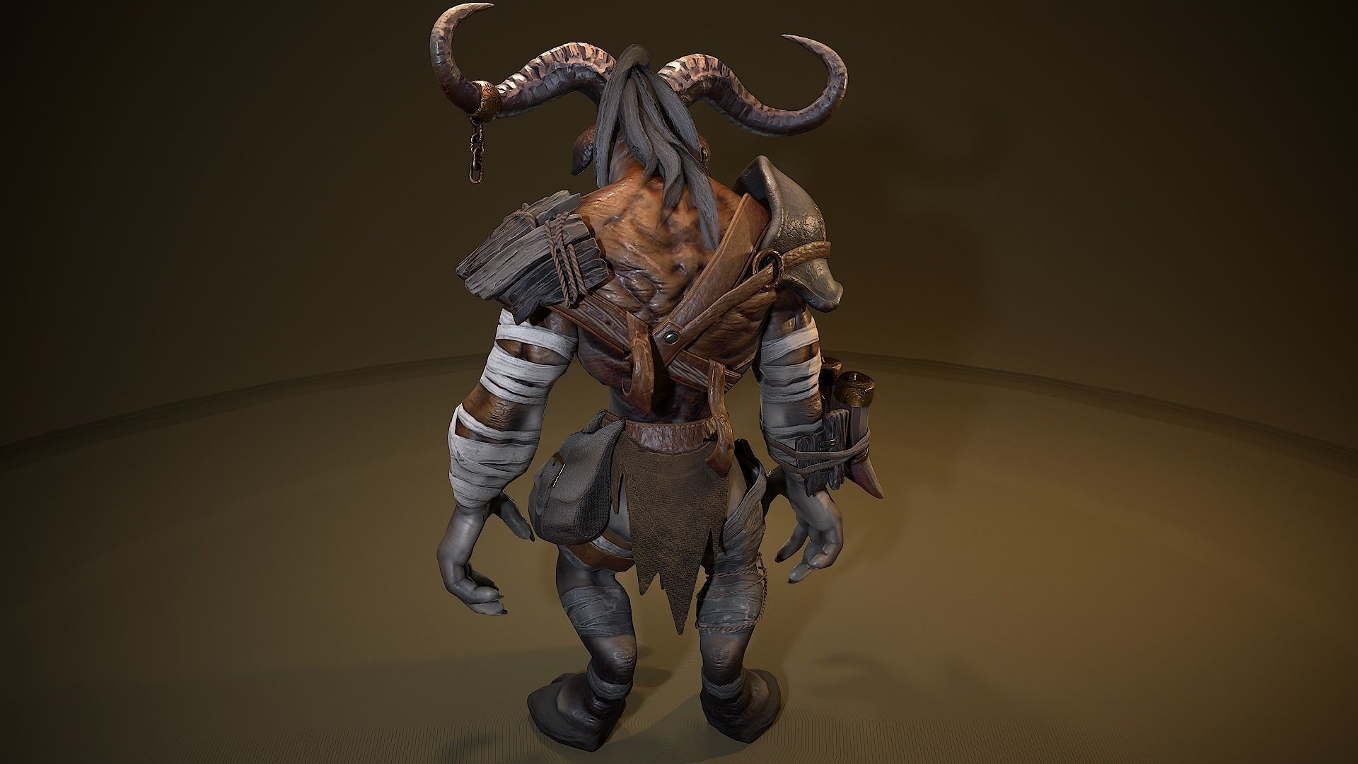 Minotaur fantasy Bull Low-poly 3D model_13