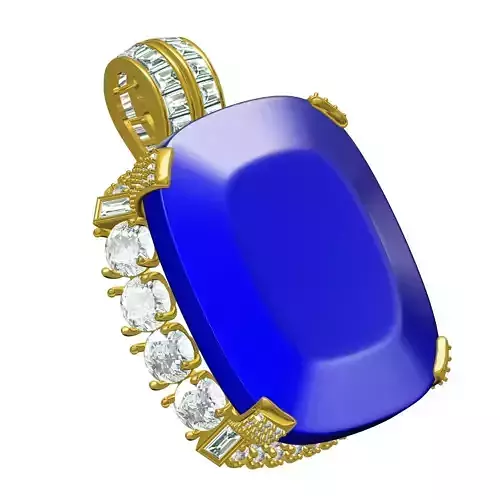 Royal Blue Cushion Halo Set Diamond Pendant