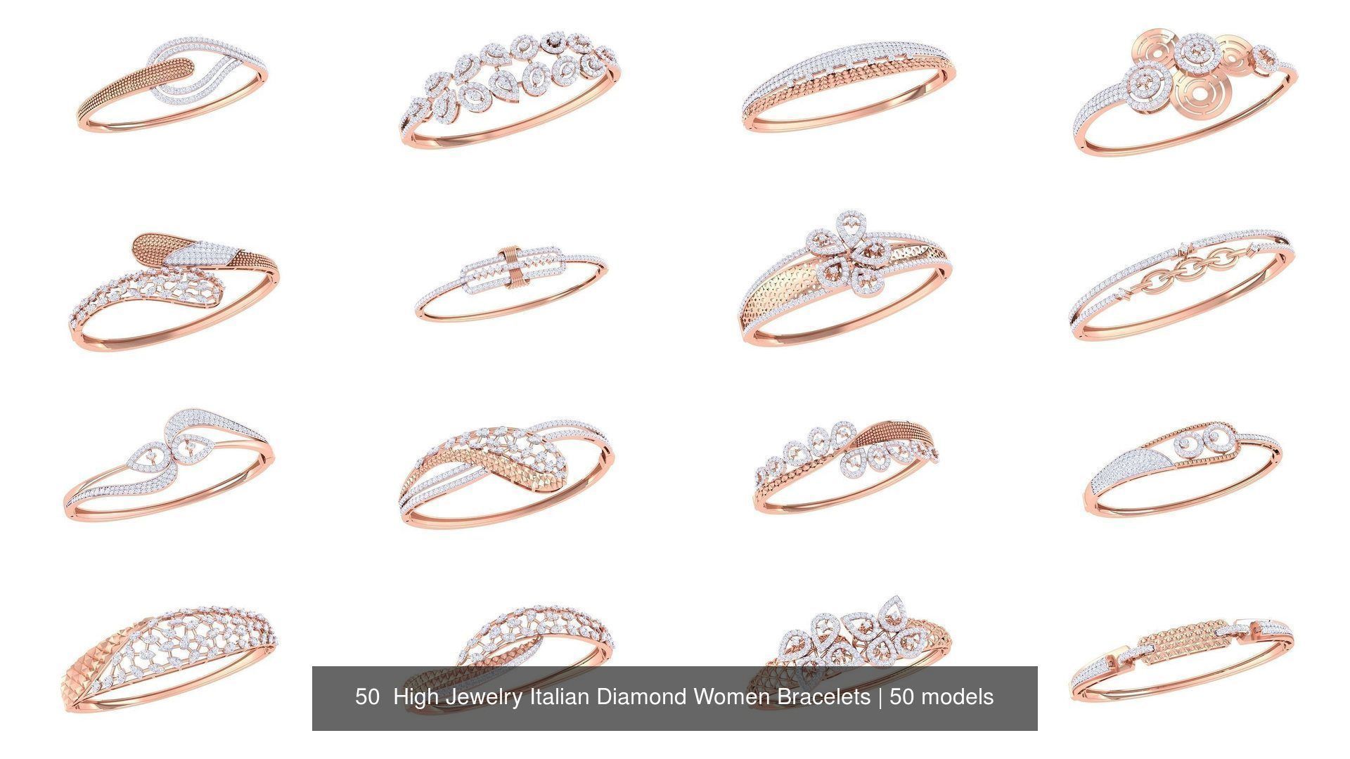 50  High Jewelry Italian Diamond Women Bracelets 3D Model Collection_4