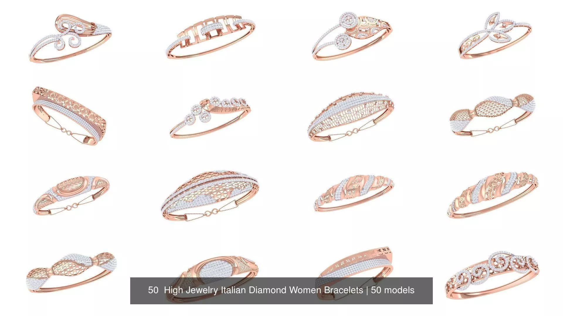 50  High Jewelry Italian Diamond Women Bracelets 3D Model Collection_1