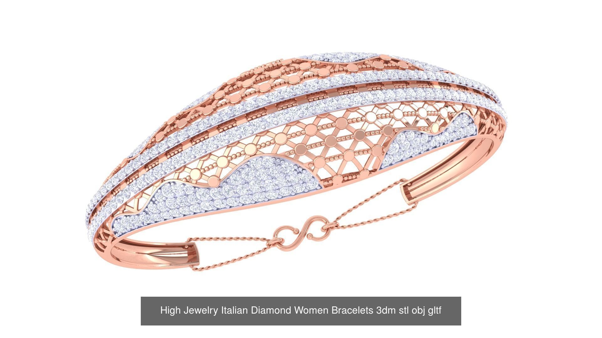 50  High Jewelry Italian Diamond Women Bracelets 3D Model Collection_16