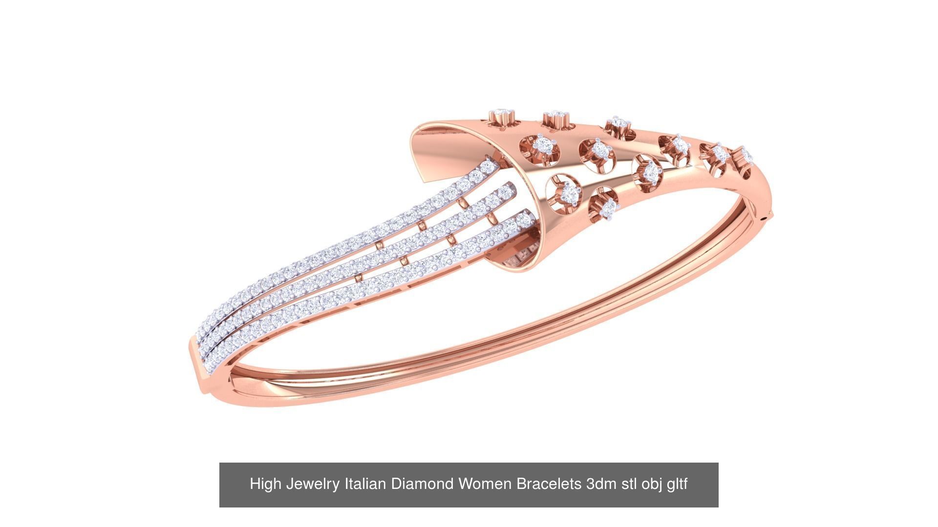 50  High Jewelry Italian Diamond Women Bracelets 3D Model Collection_37