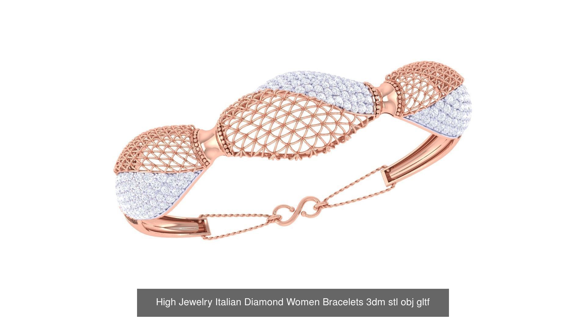 50  High Jewelry Italian Diamond Women Bracelets 3D Model Collection_14