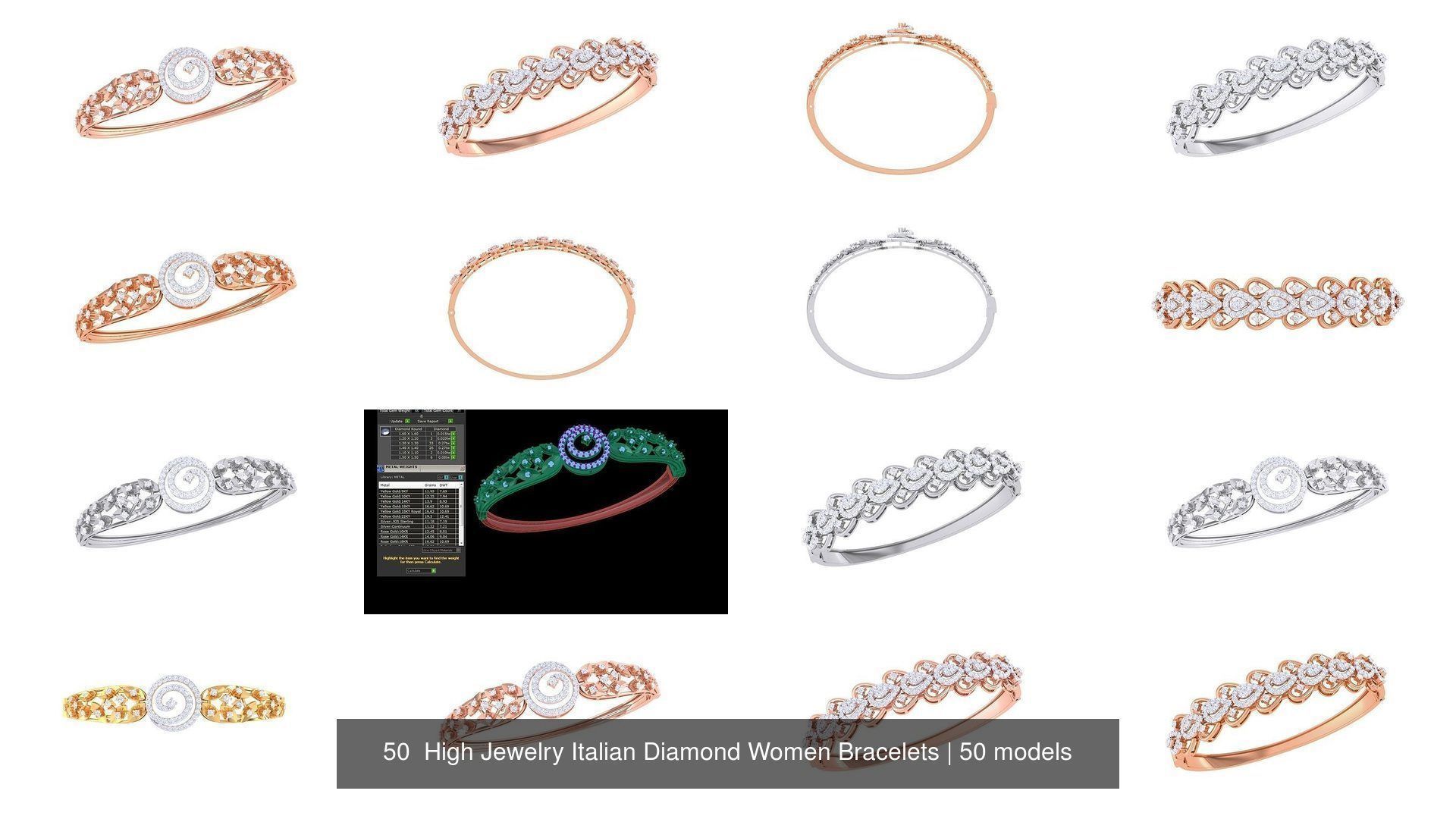 50  High Jewelry Italian Diamond Women Bracelets 3D Model Collection_6