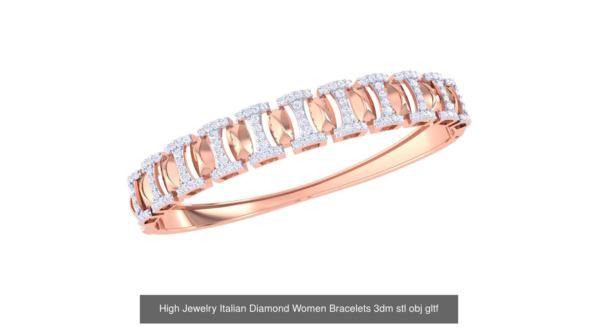 50  High Jewelry Italian Diamond Women Bracelets 3D Model Collection_36