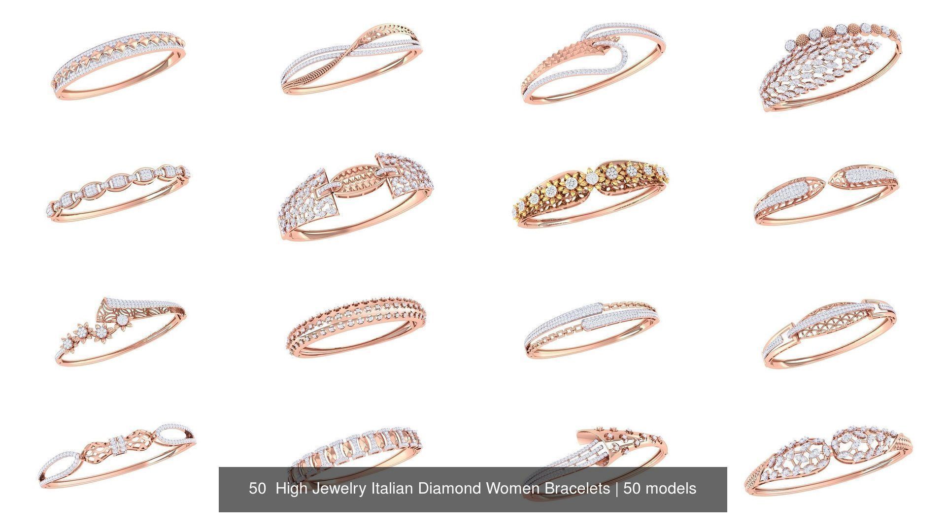 50  High Jewelry Italian Diamond Women Bracelets 3D Model Collection_2