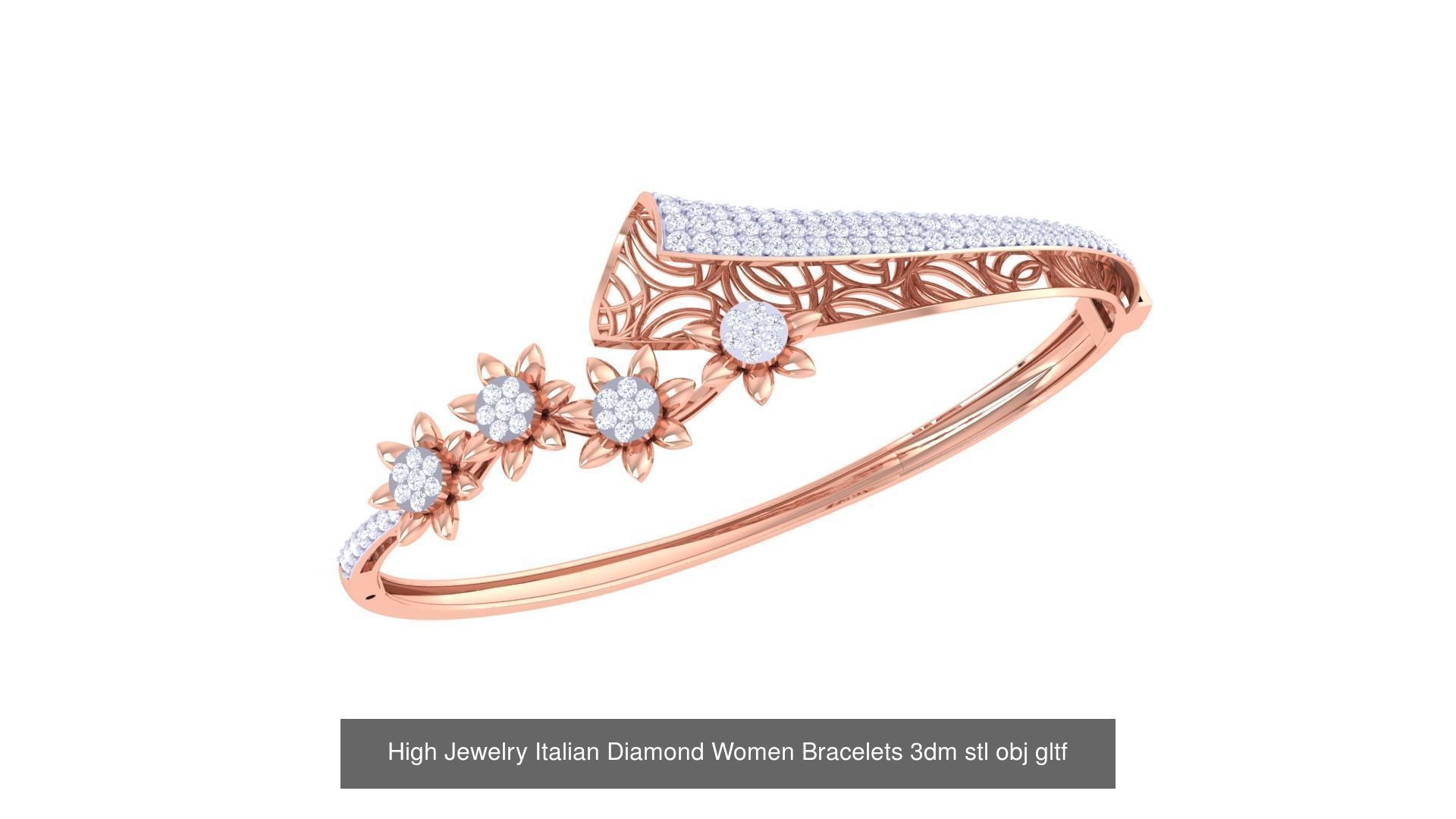 50  High Jewelry Italian Diamond Women Bracelets 3D Model Collection_31