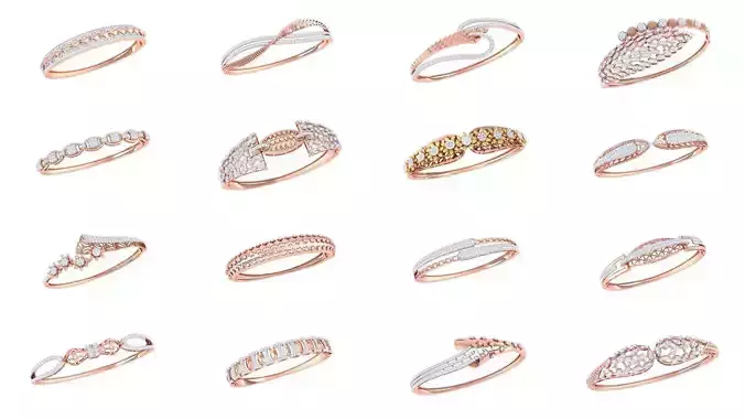50  High Jewelry Italian Diamond Women Bracelets 3D Model Collection