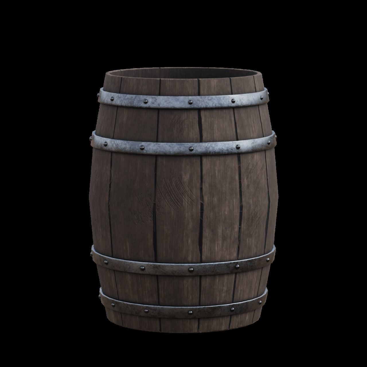 Wood Barrel 1 Low-poly 3D model_5