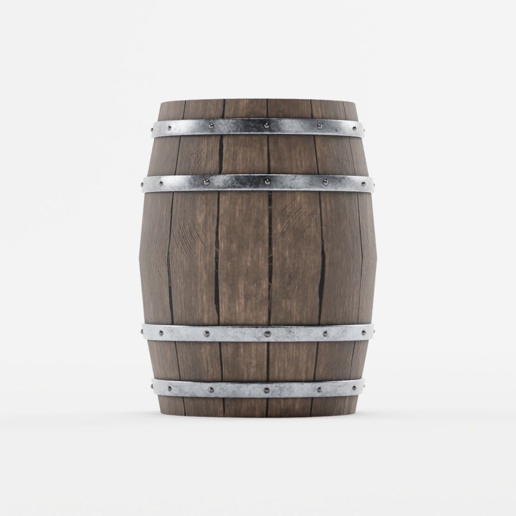 Wood Barrel 1 Low-poly 3D model_1