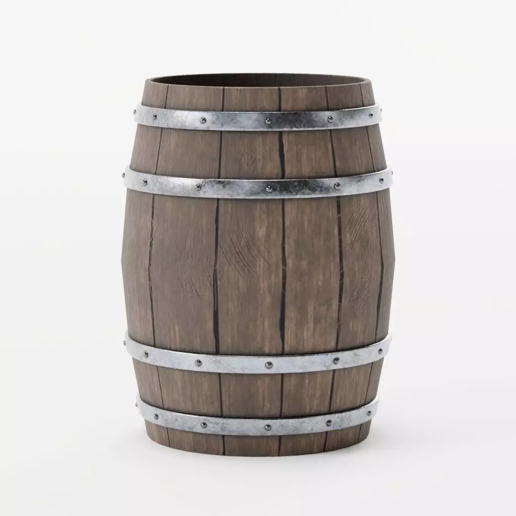 Wood Barrel 1 Low-poly 3D model_0
