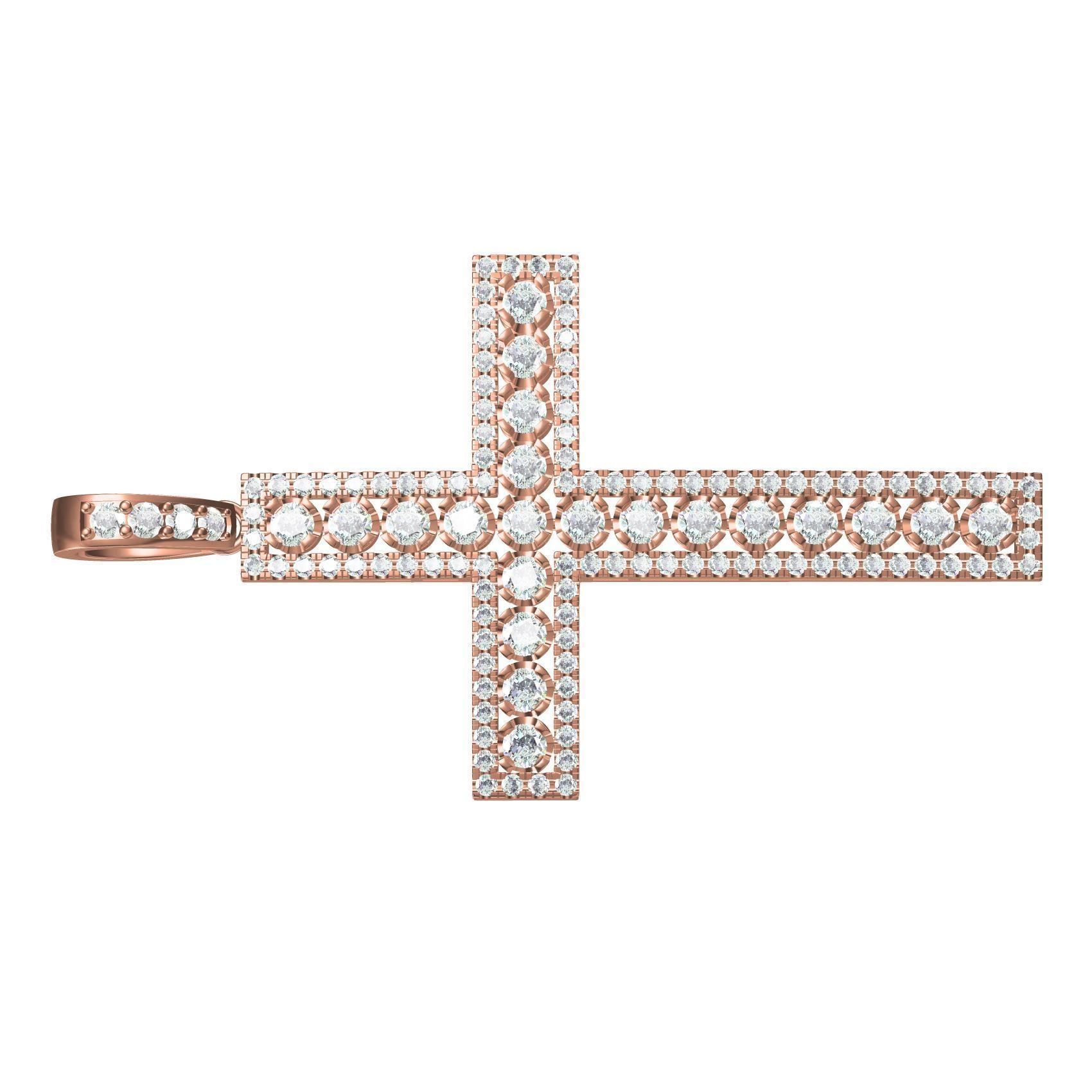 Unique Diamond Cross Pendant 3D print model_8