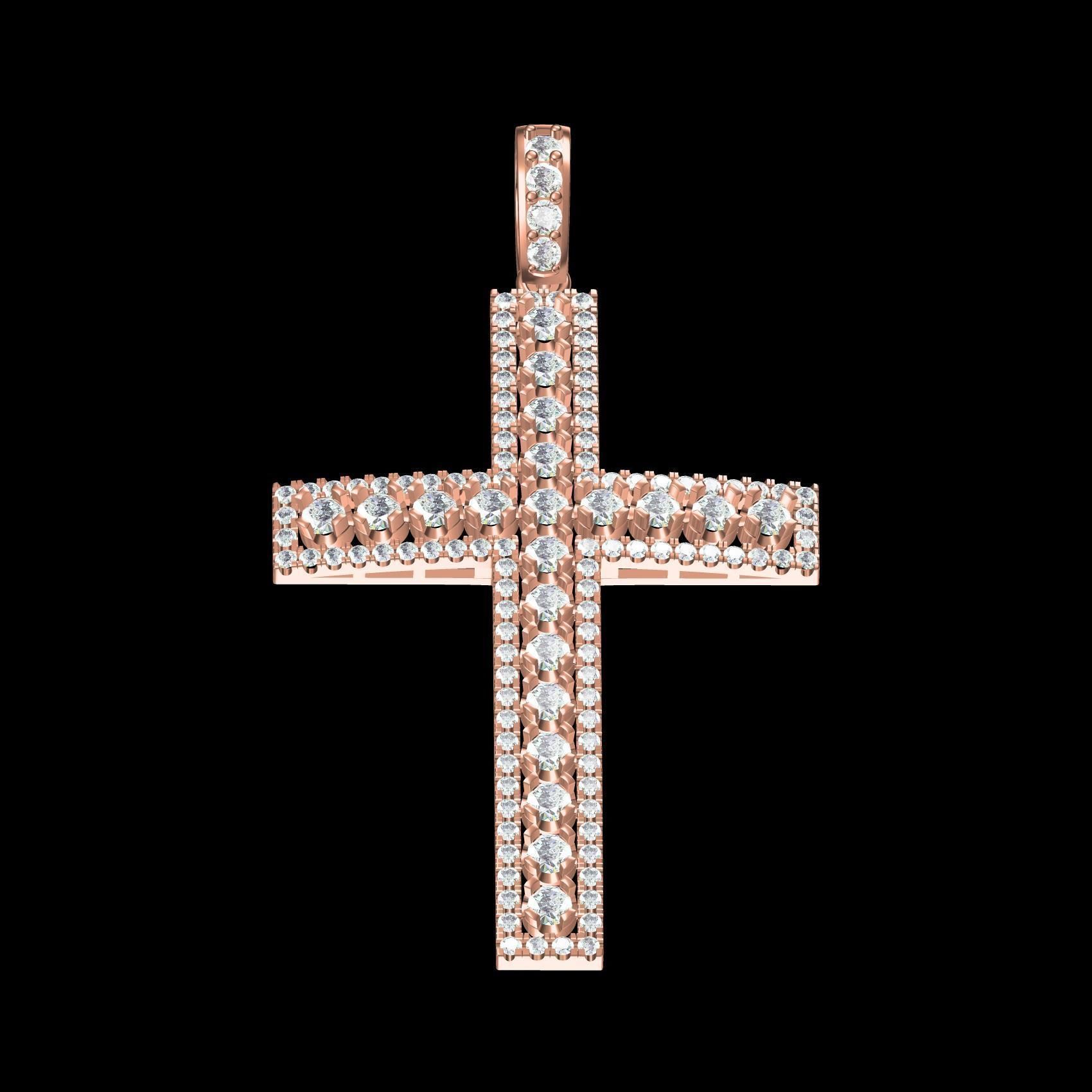 Unique Diamond Cross Pendant 3D print model_9