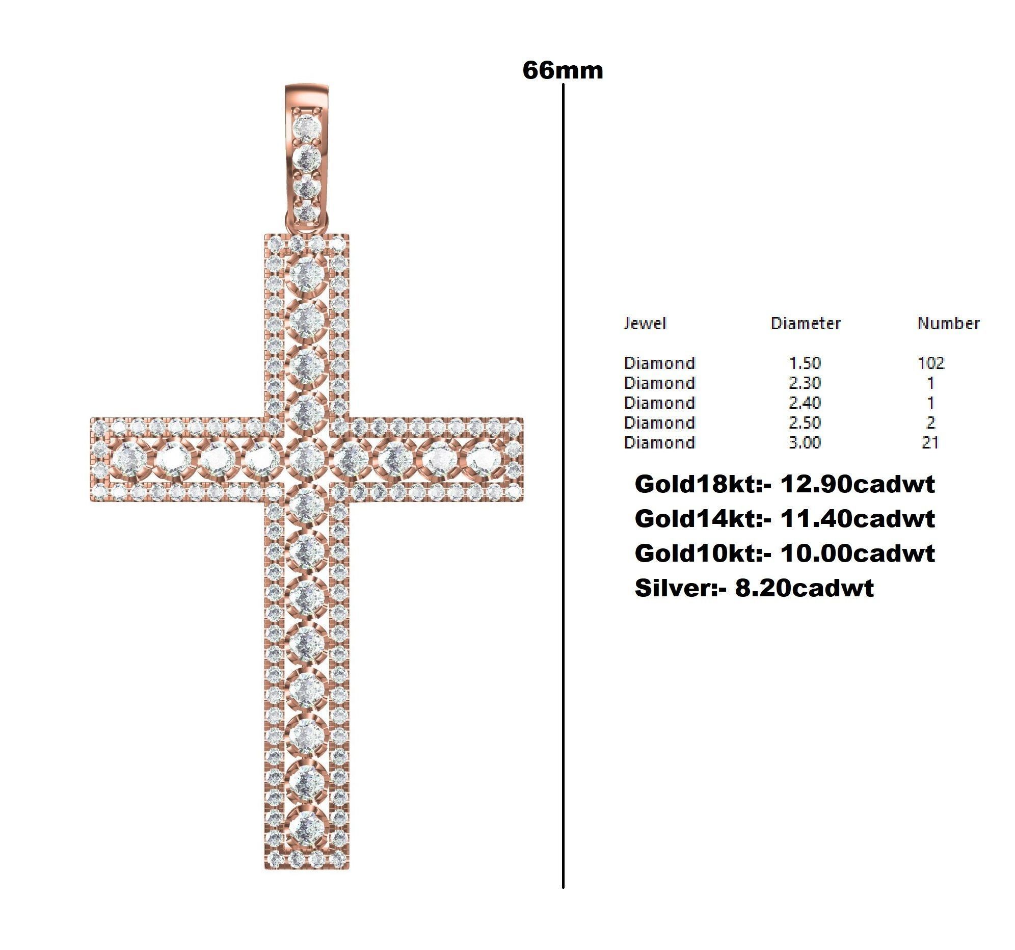 Unique Diamond Cross Pendant 3D print model_12