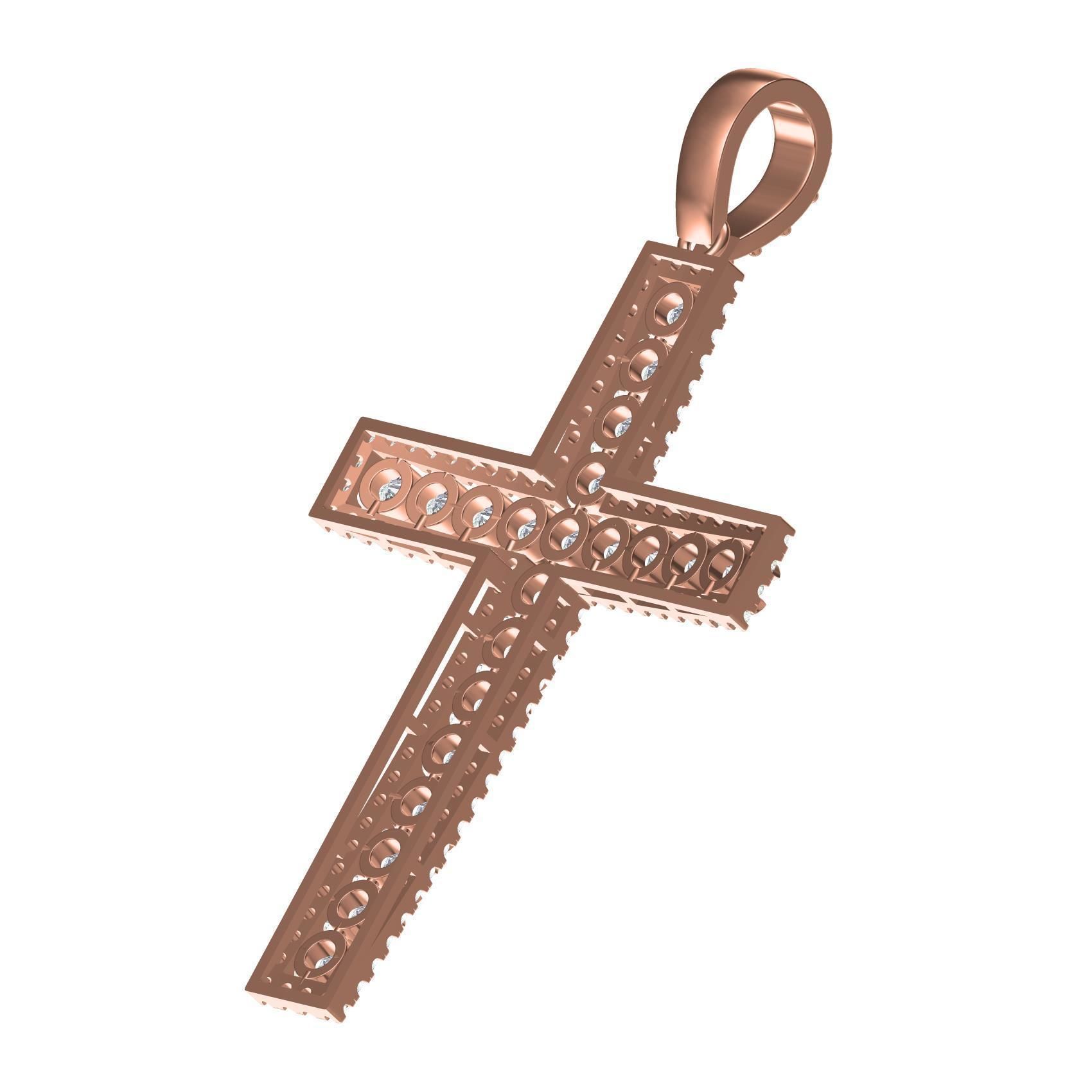 Unique Diamond Cross Pendant 3D print model_7